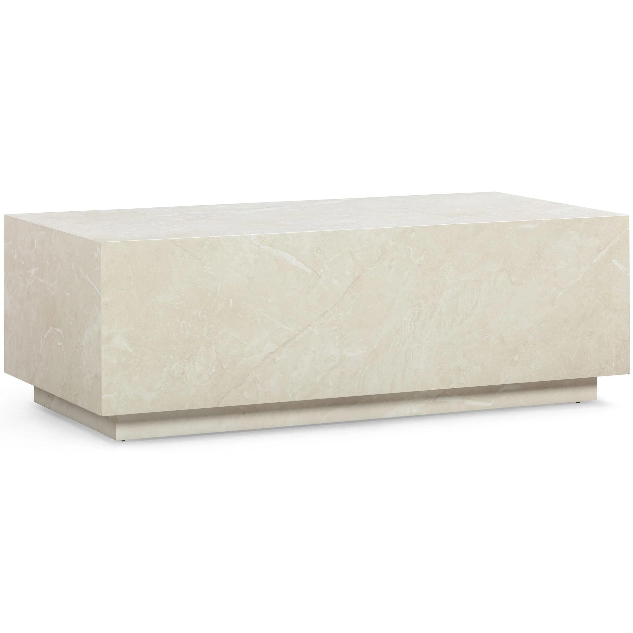 Romy Rectangular Coffee Table, Cream Travertine Print