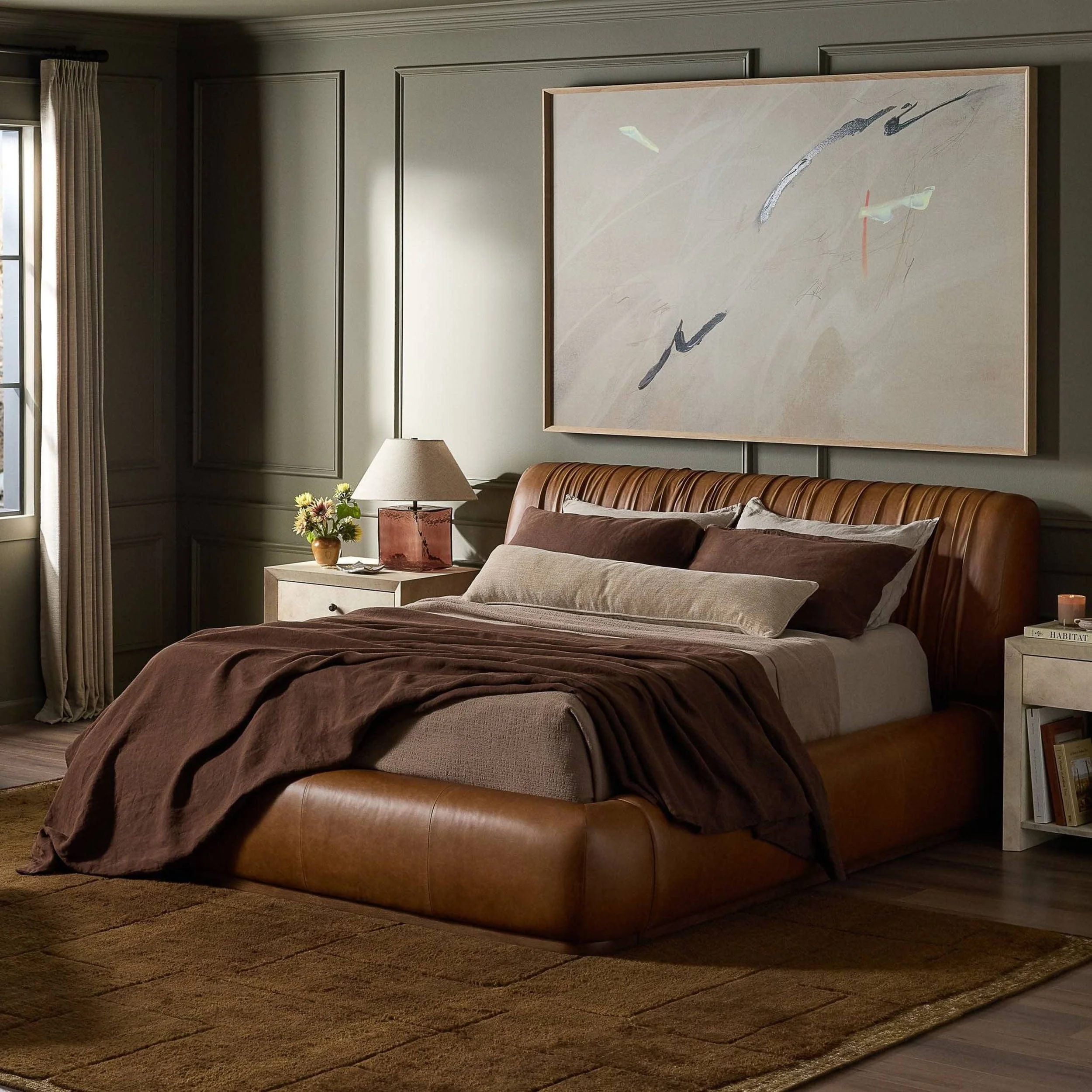 Ronaldo Leather Bed, Sonoma Chestnut by Four Hands - Image 6