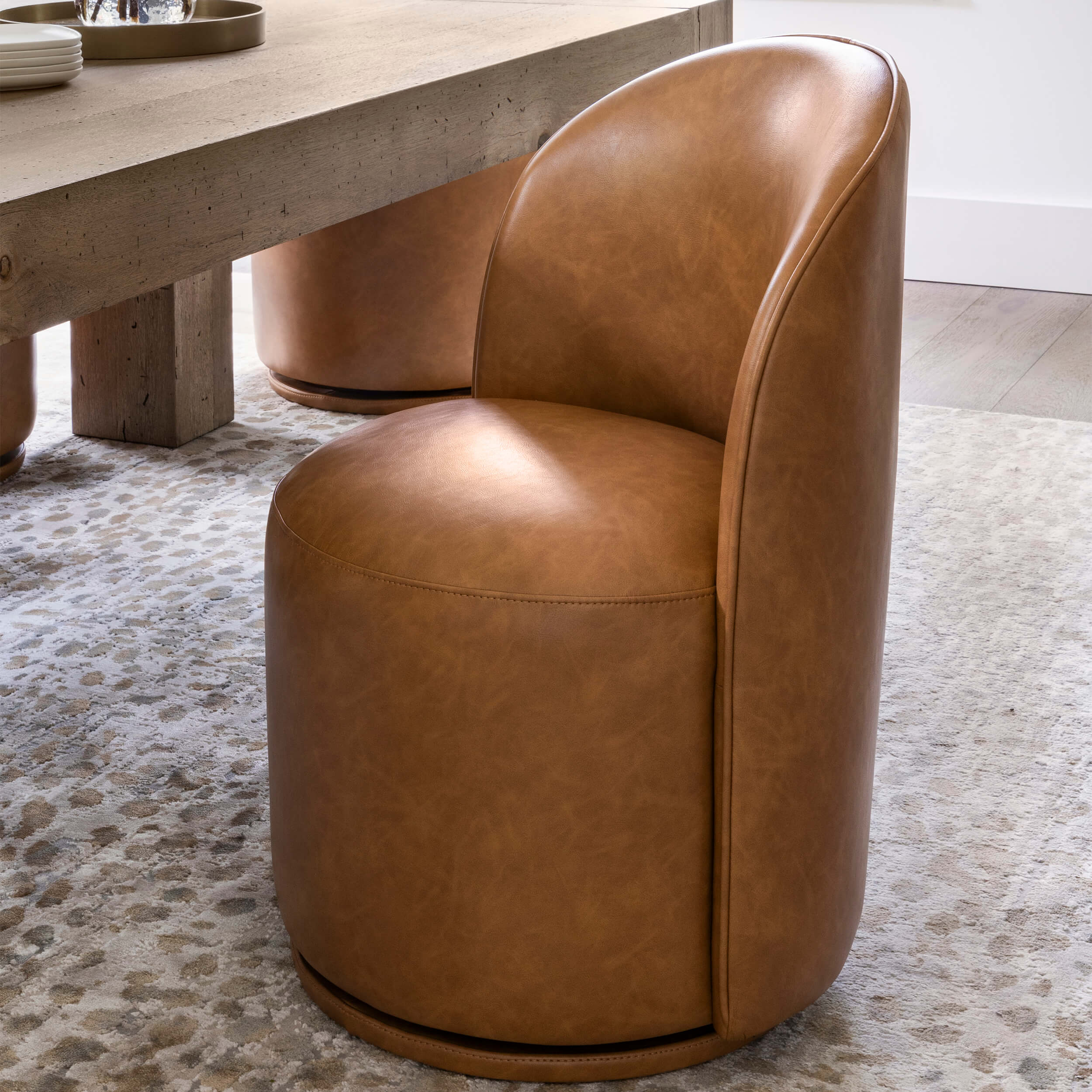 Rory Swivel Dining Chair, Copley Camel, Set of 2 - Image 5