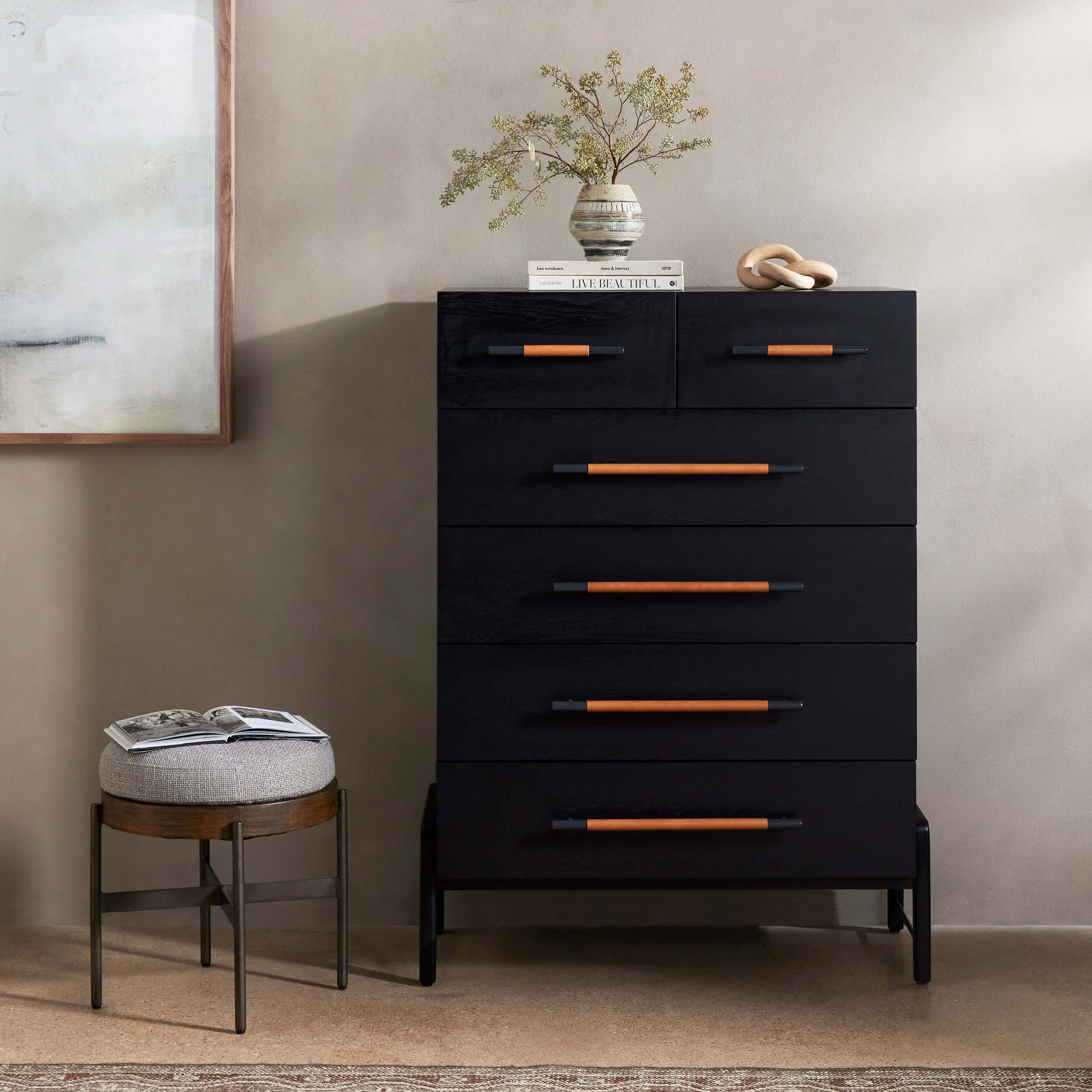 Rosedale 6 Drawer Tall Dresser, Ebony Oak by Four Hands - Image 7