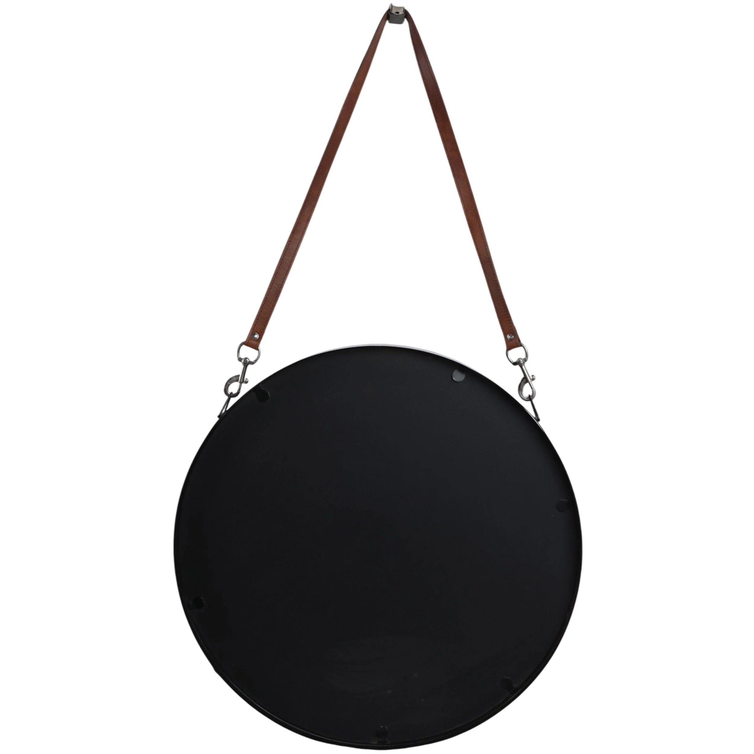 Round Mirror w/Leather Strap, Black - Image 4