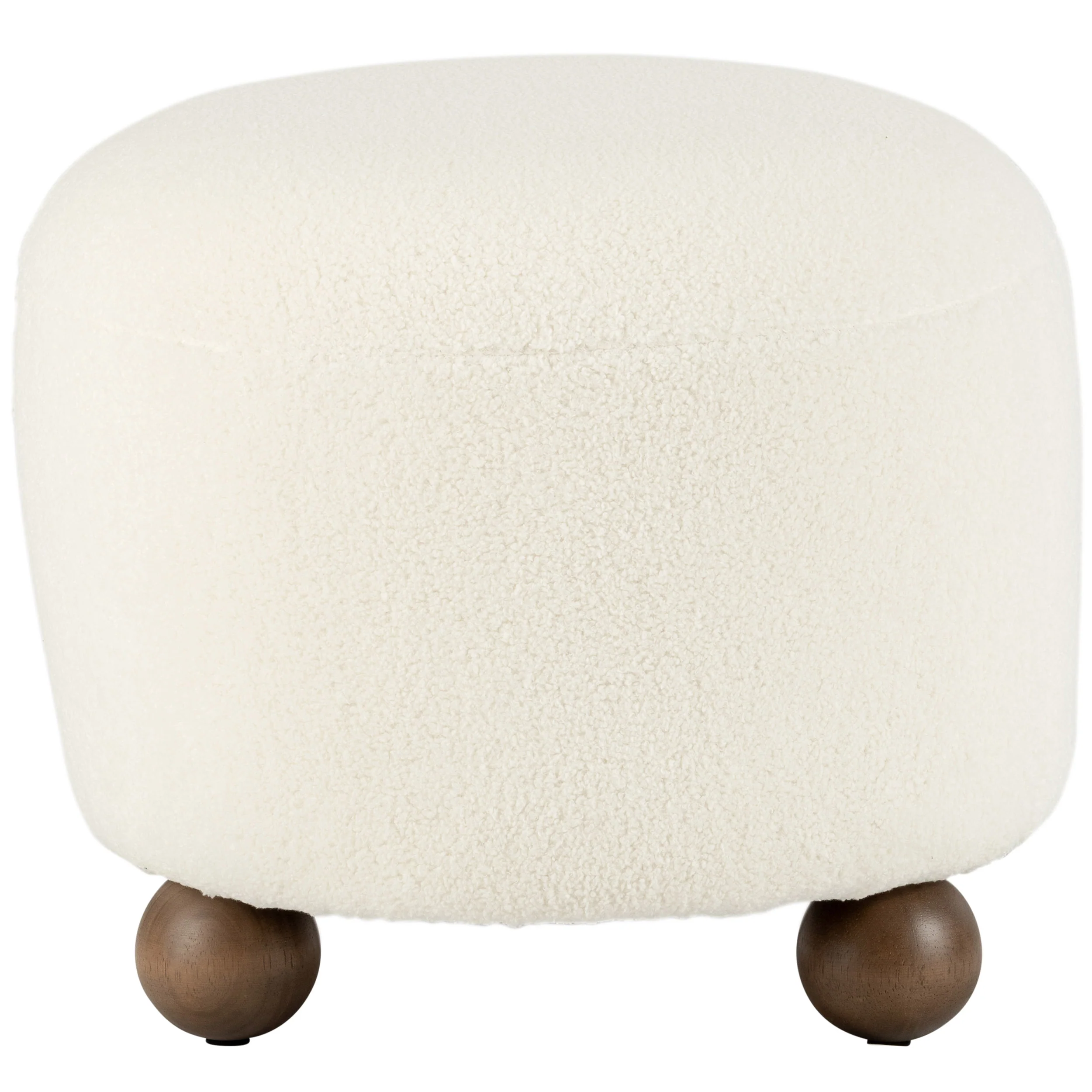 Round Ottoman w/Ball Feet, Beige