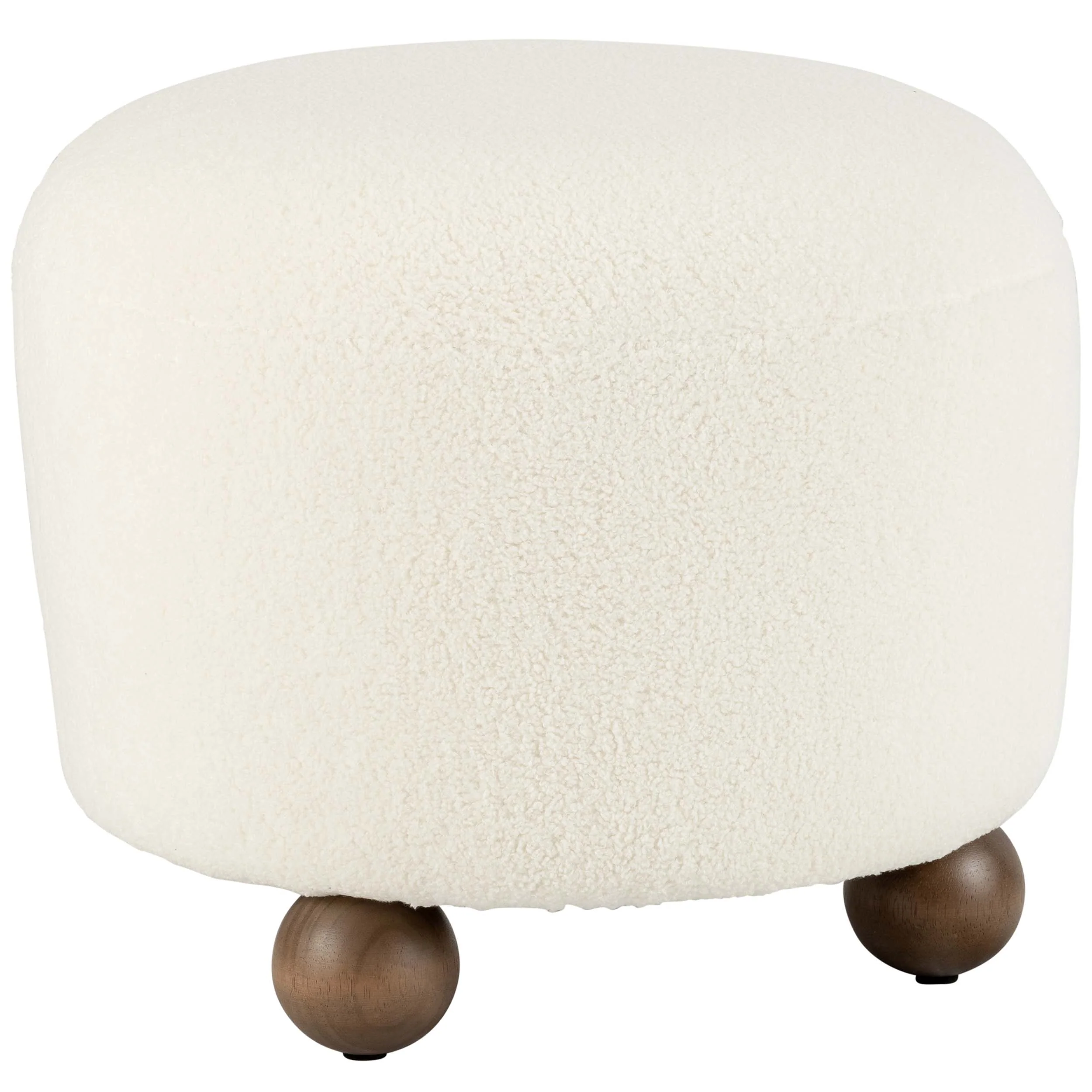 Round Ottoman w/Ball Feet, Beige - Image 2