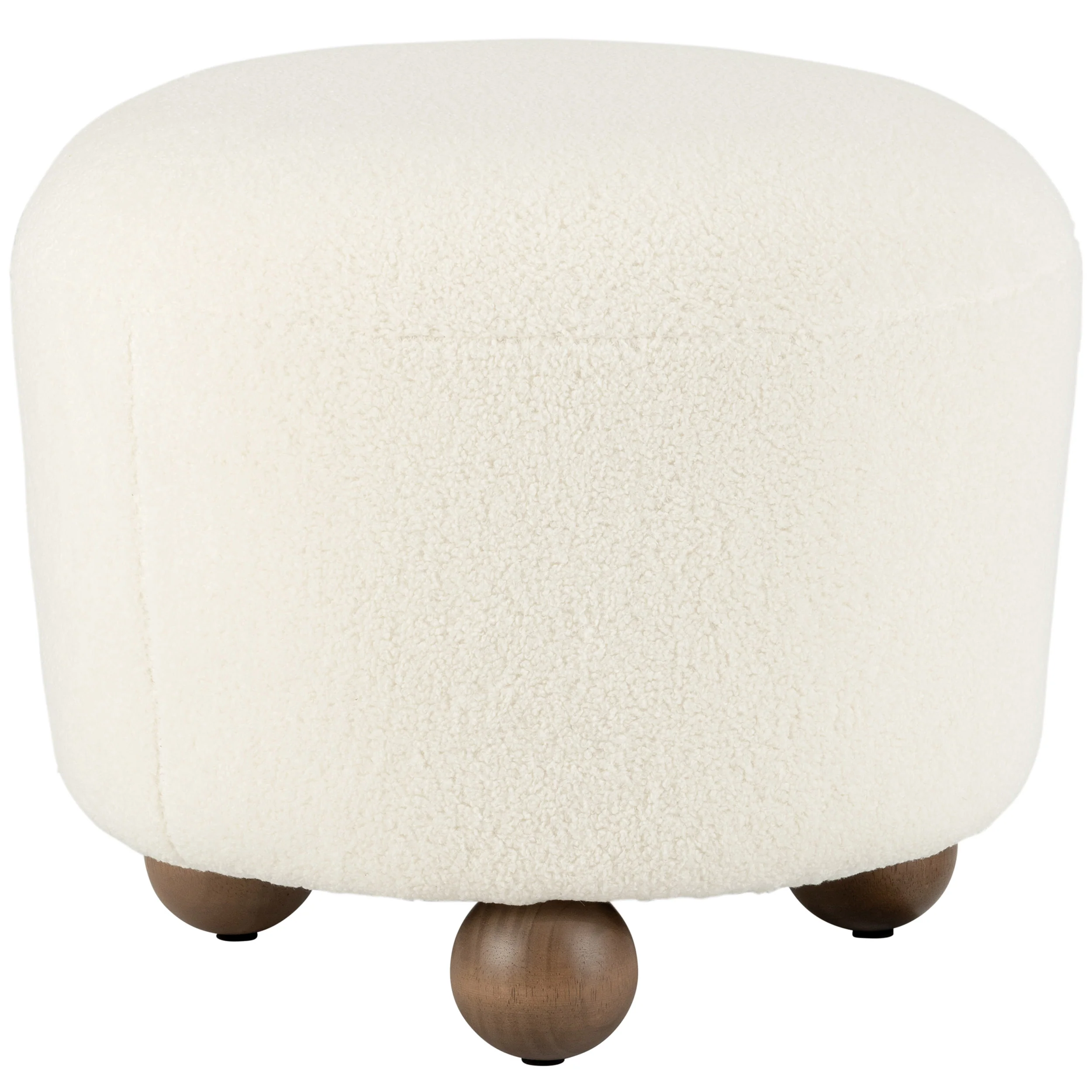 Round Ottoman w/Ball Feet, Beige - Image 3