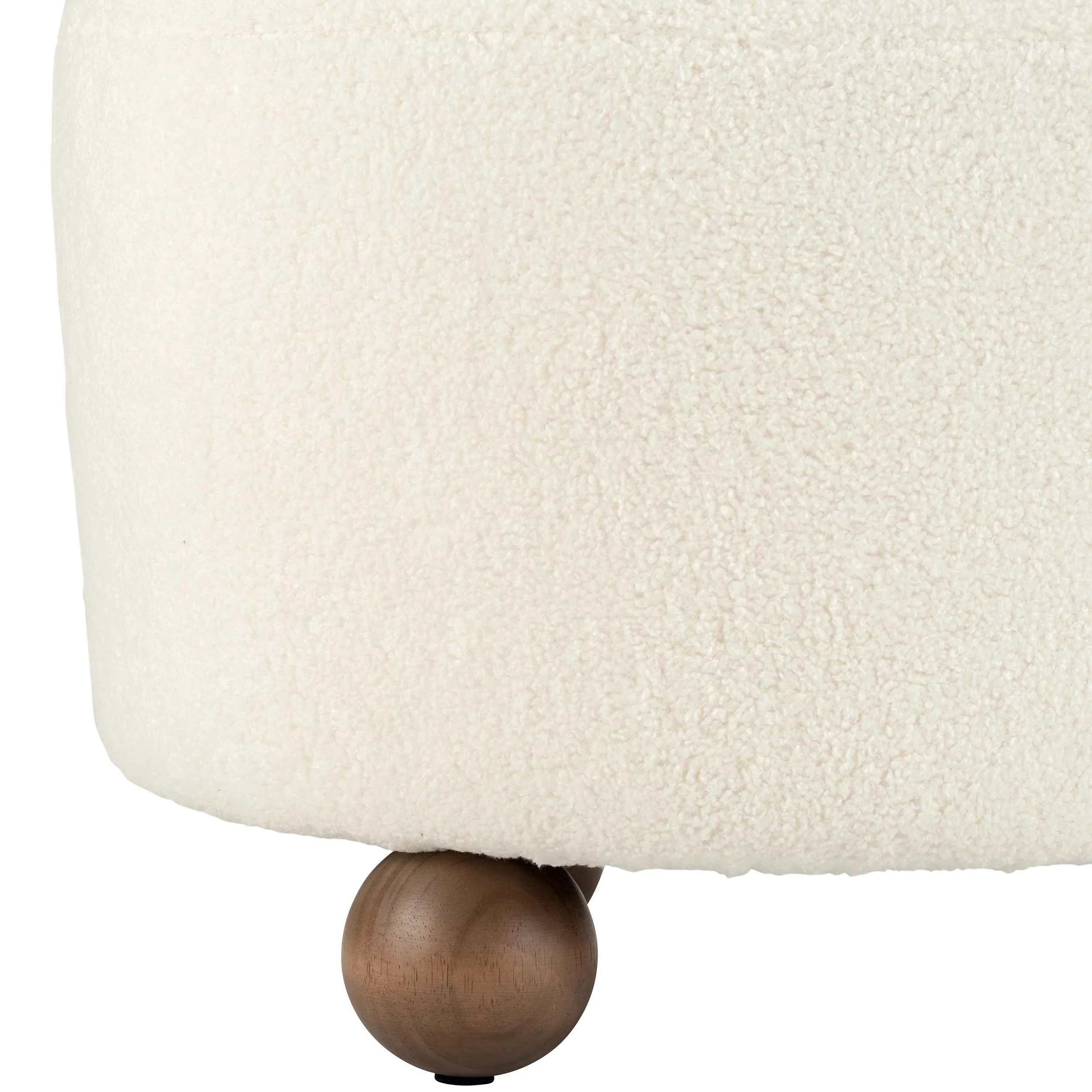 Round Ottoman w/Ball Feet, Beige - Image 4