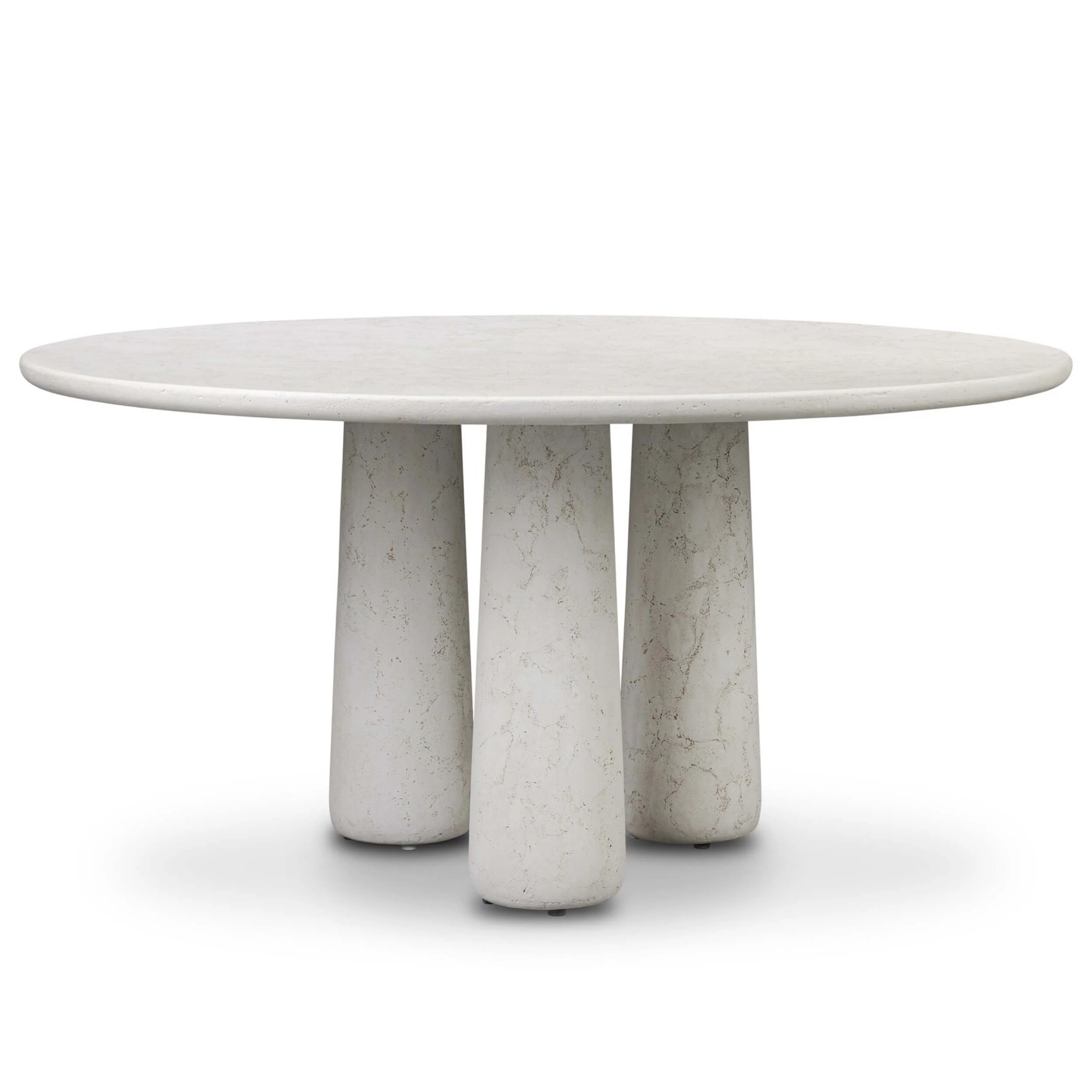 Rye Outdoor Round Dining Table, Aged White Concrete by Four Hands