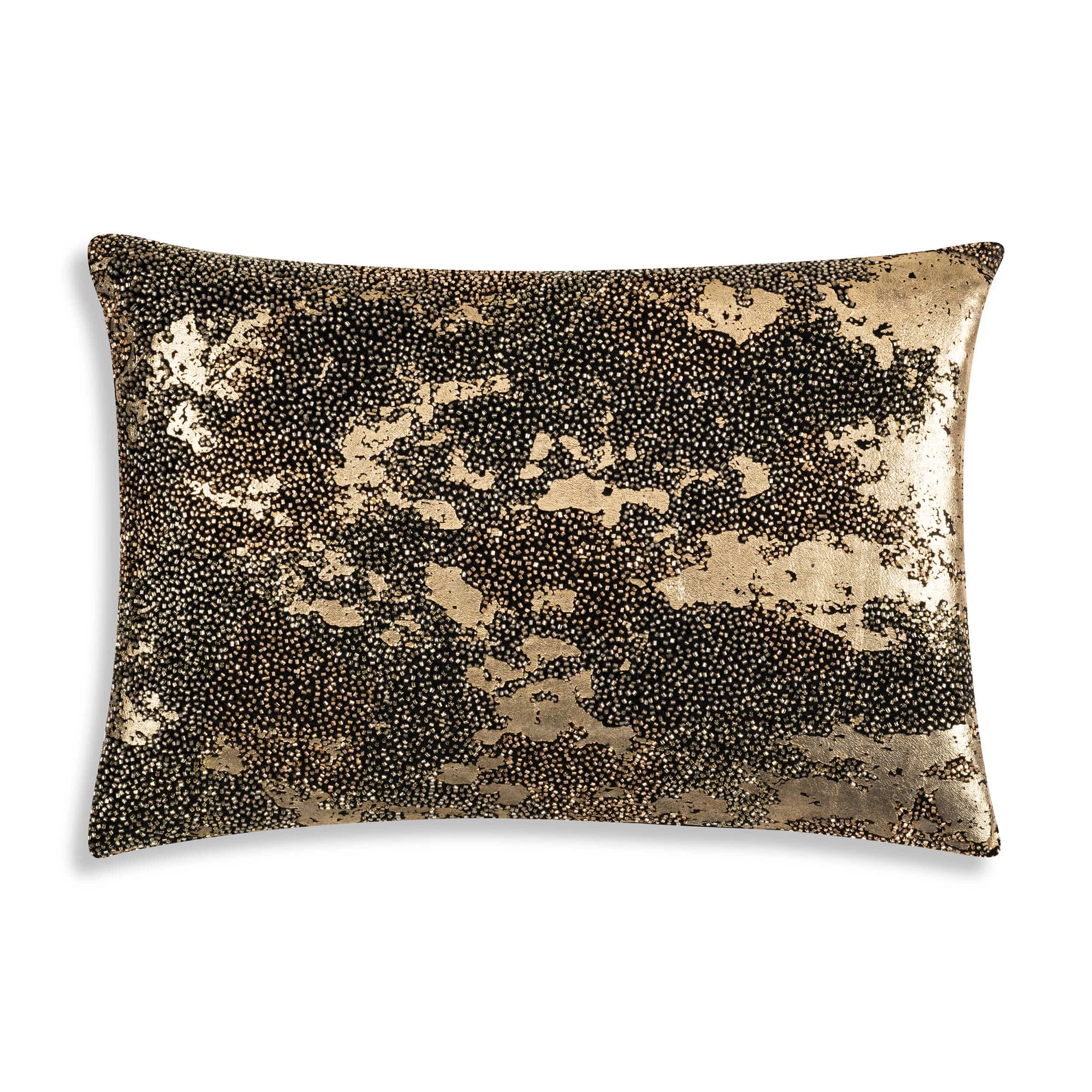 Safara Lumbar Pillow, Black/Gold