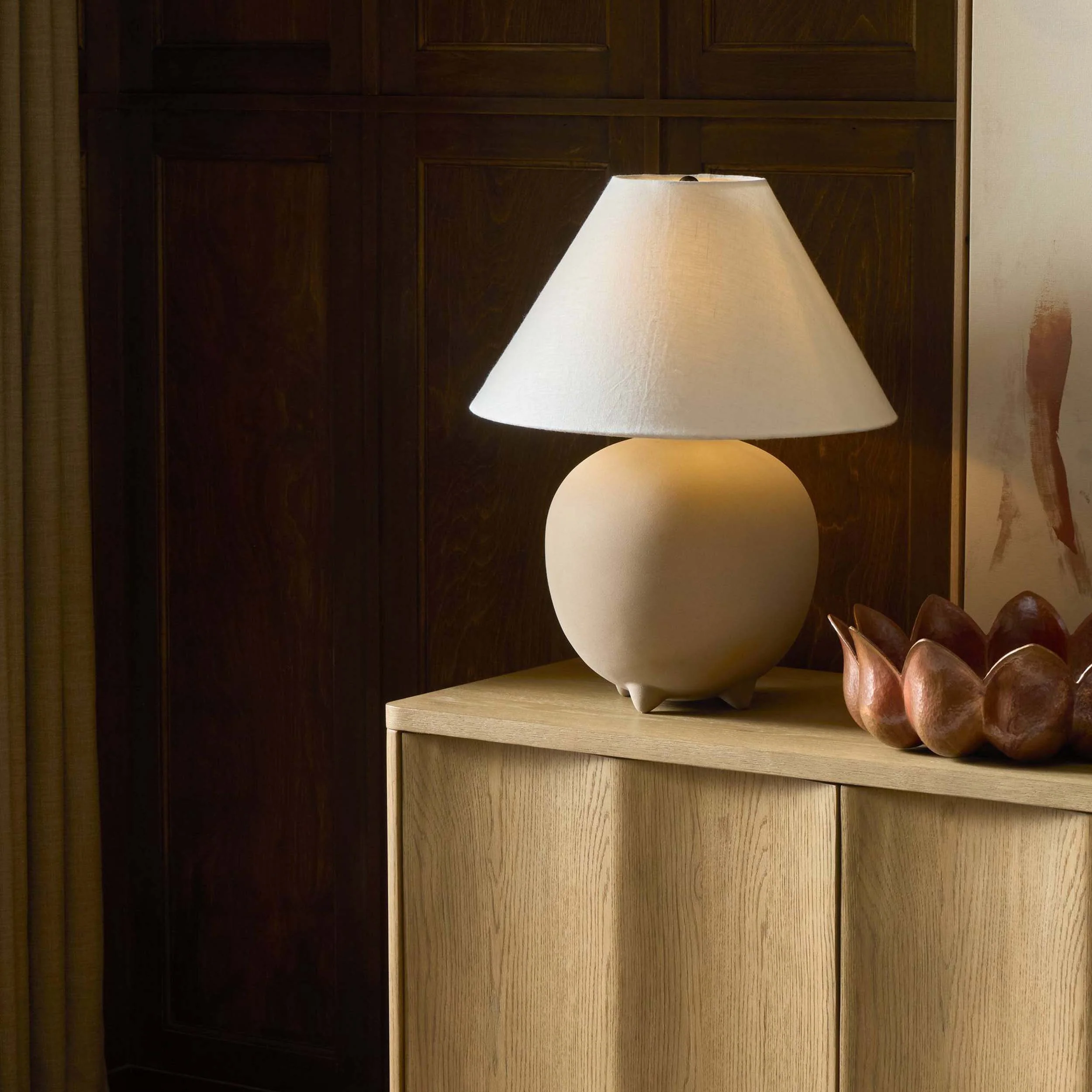 Saima Table Lamp, Tan Speckled Ceramic by Four Hands - Image 6