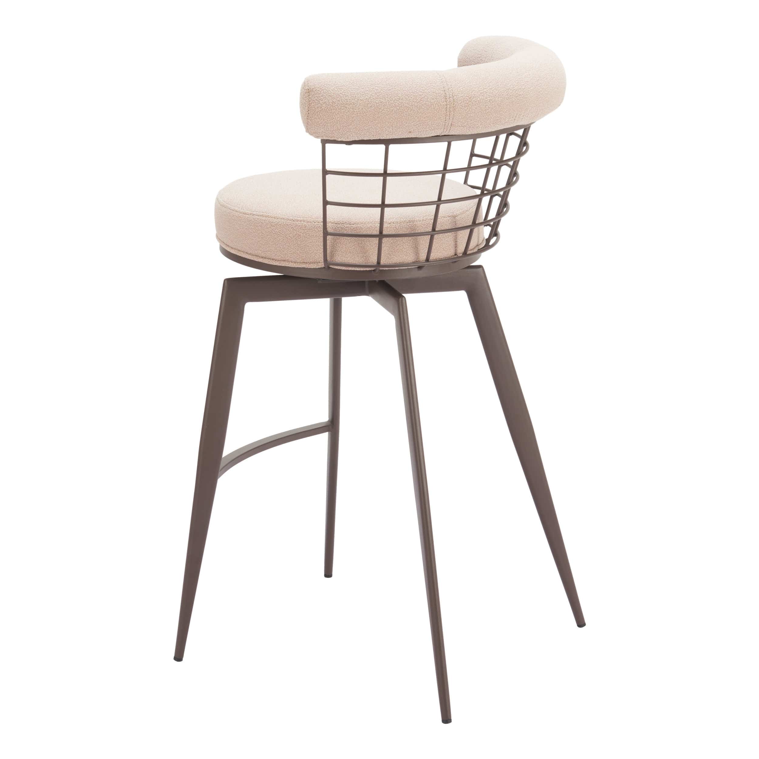 Saku Swivel Bar Stool, Beige - Image 6