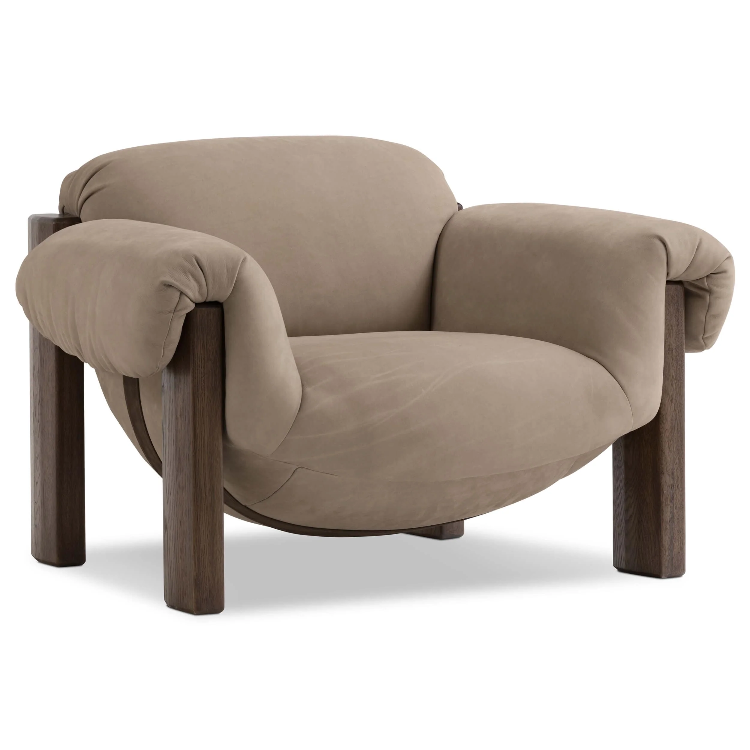 Samena Leather Chair, Nubuck Sand by Four Hands