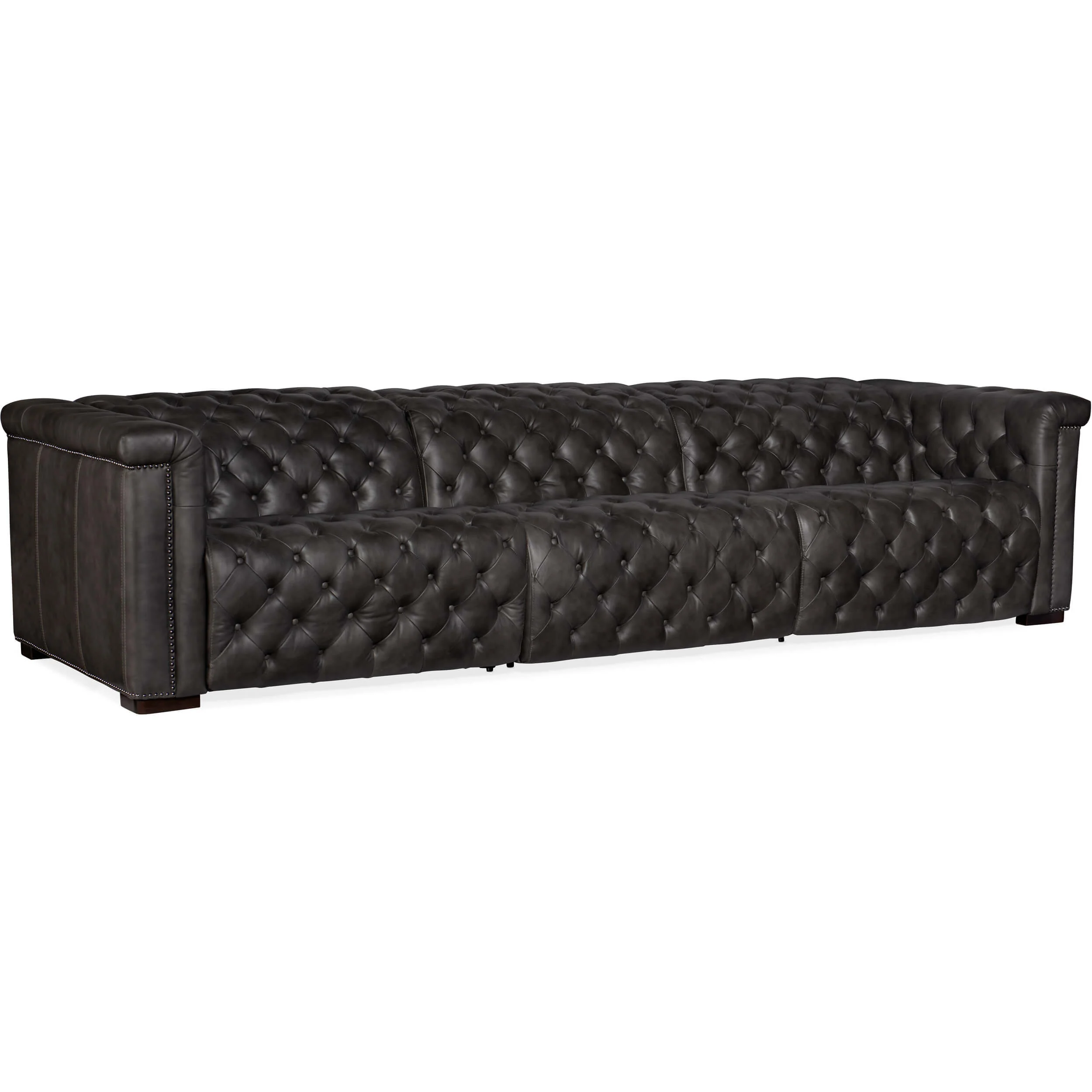 Savion Grandier Leather Sofa, Bellagio Gravel