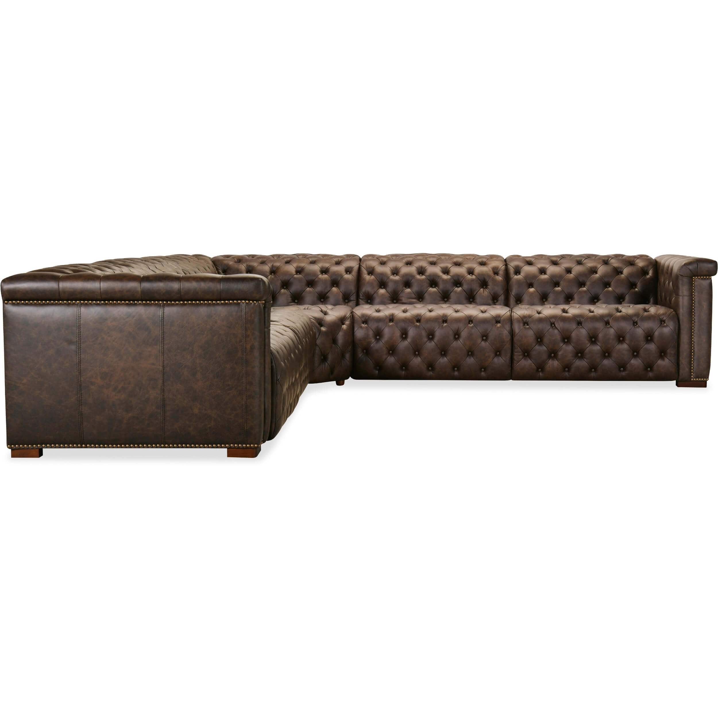 Savion Power Motion Leather Sectional, West Saddlewood - Image 4