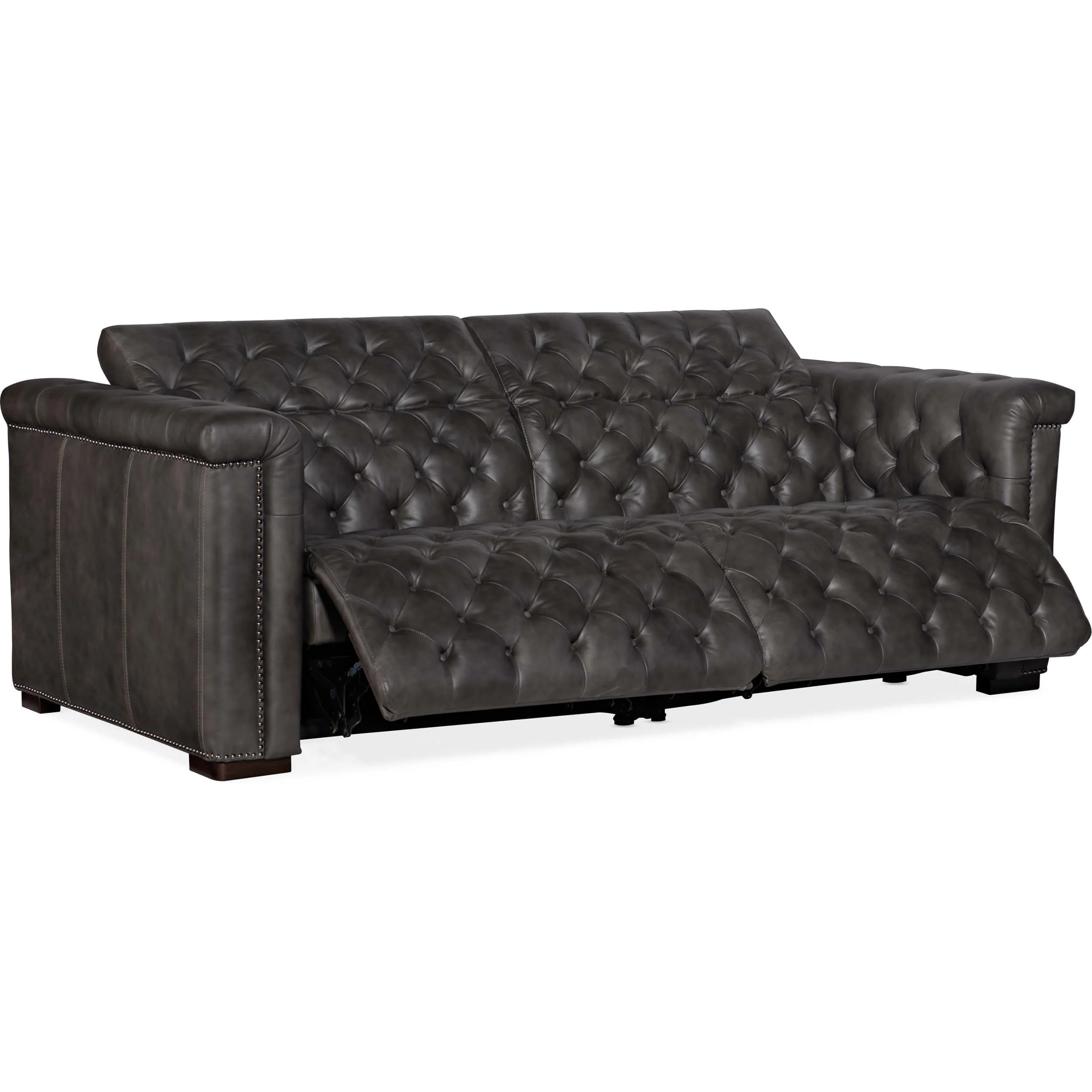 Savion Power Motion Leather Sofa, Bellagio Gravel - Image 2