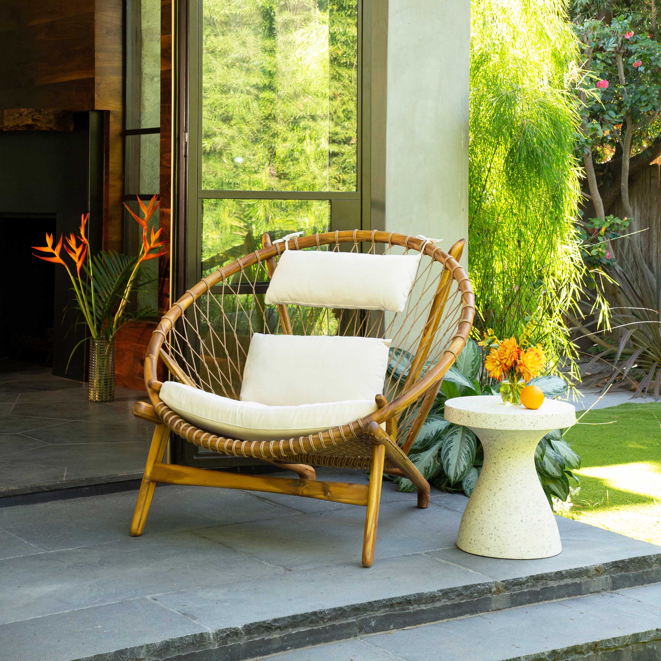 Savitri Outdoor Side Table, Off-White Terrazzo - Image 3