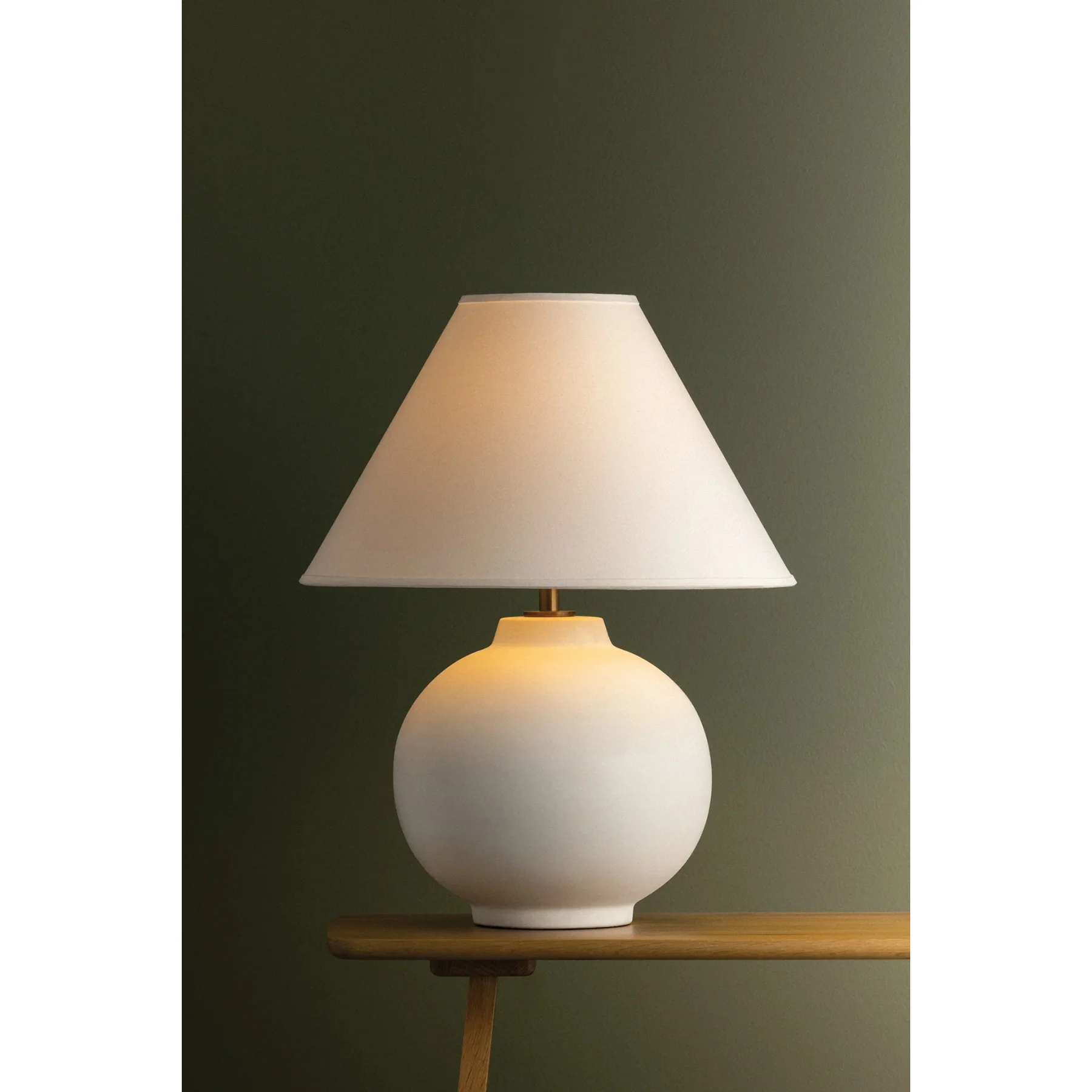 Schubert Table Lamp, Patina Brass/ Ceramic Sugar Cookie - Image 4