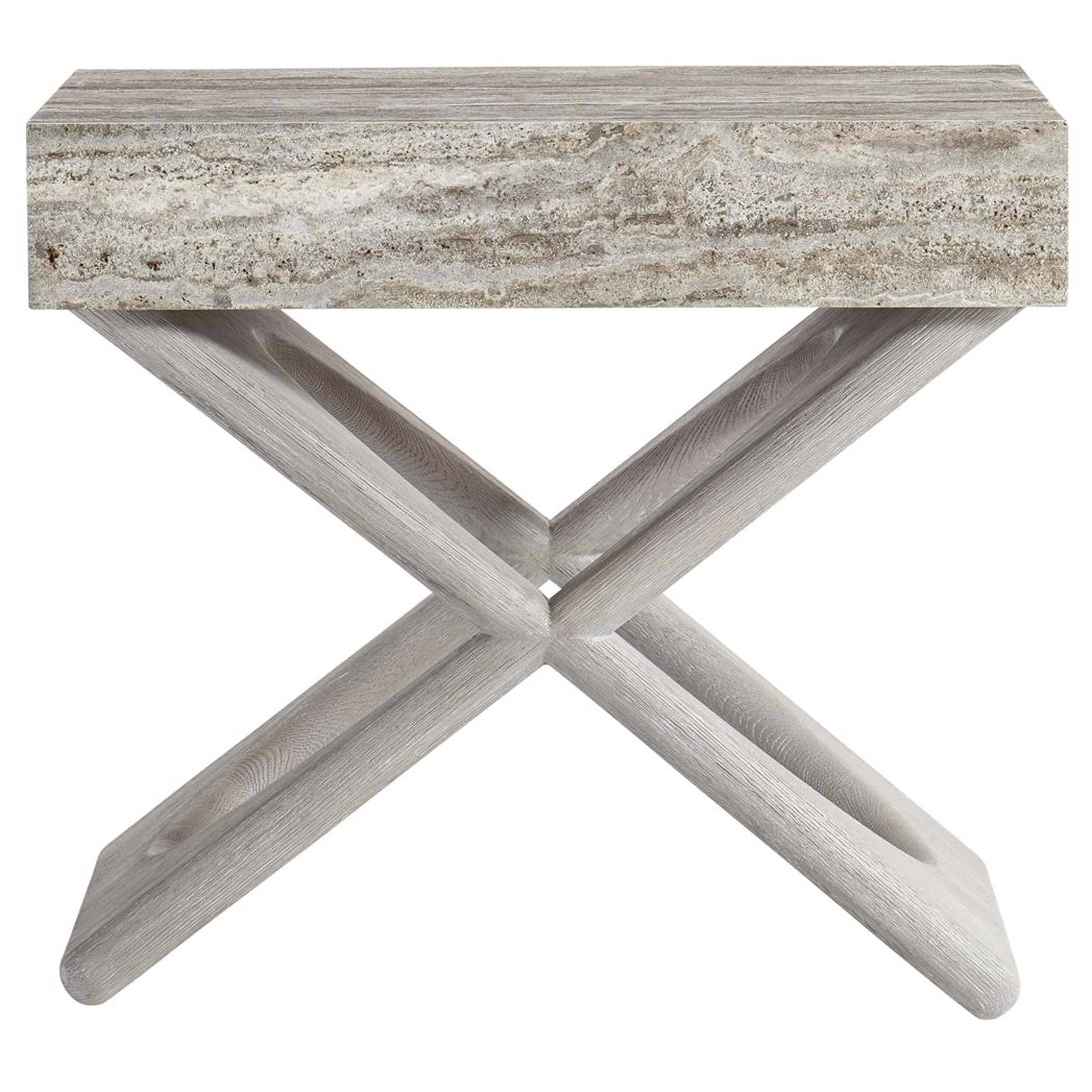 Sereno Nightstand, Silver Travertine - Image 2