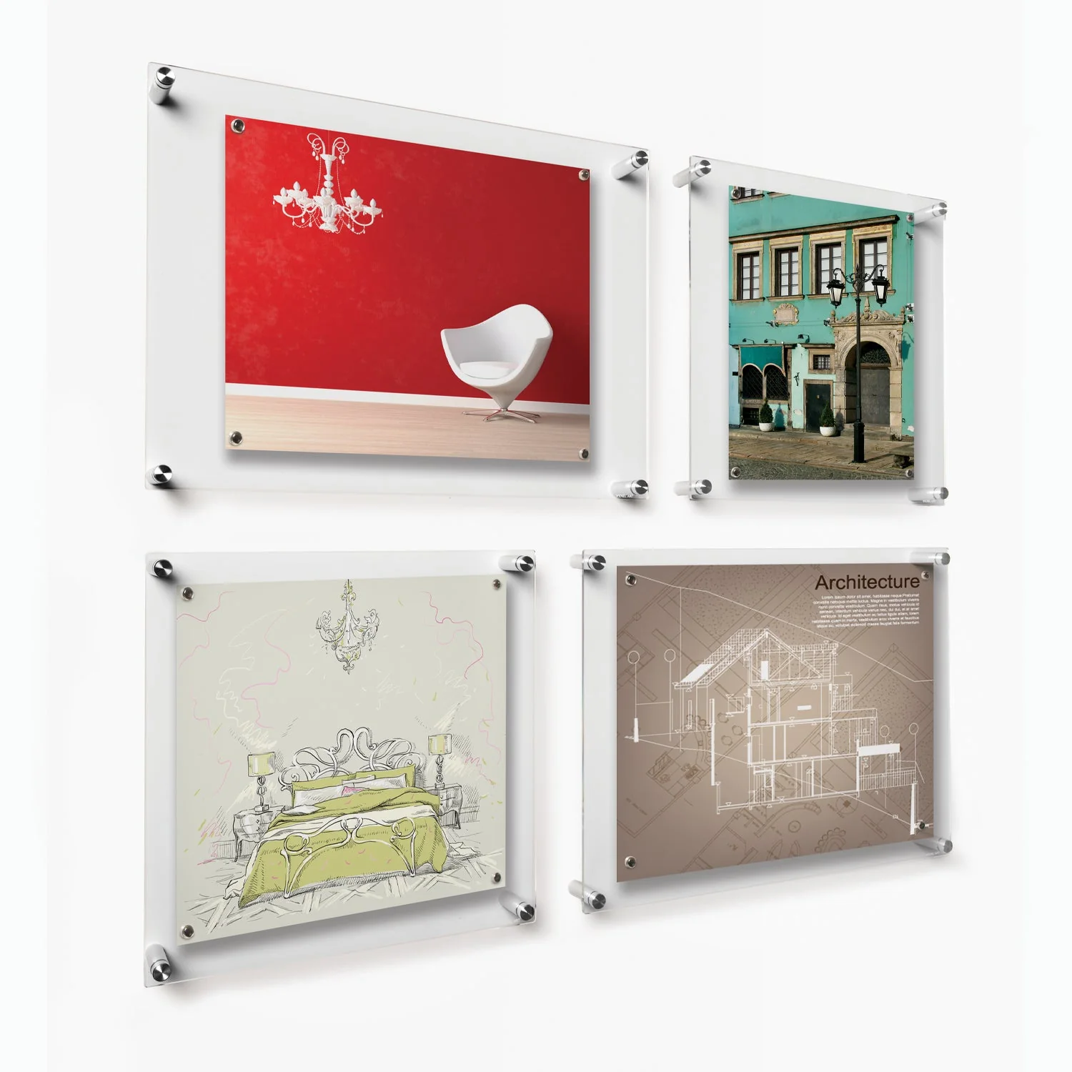 Set of 4 Mixed Single Panel Wall Frames Pinwheel (3002) - Image 3