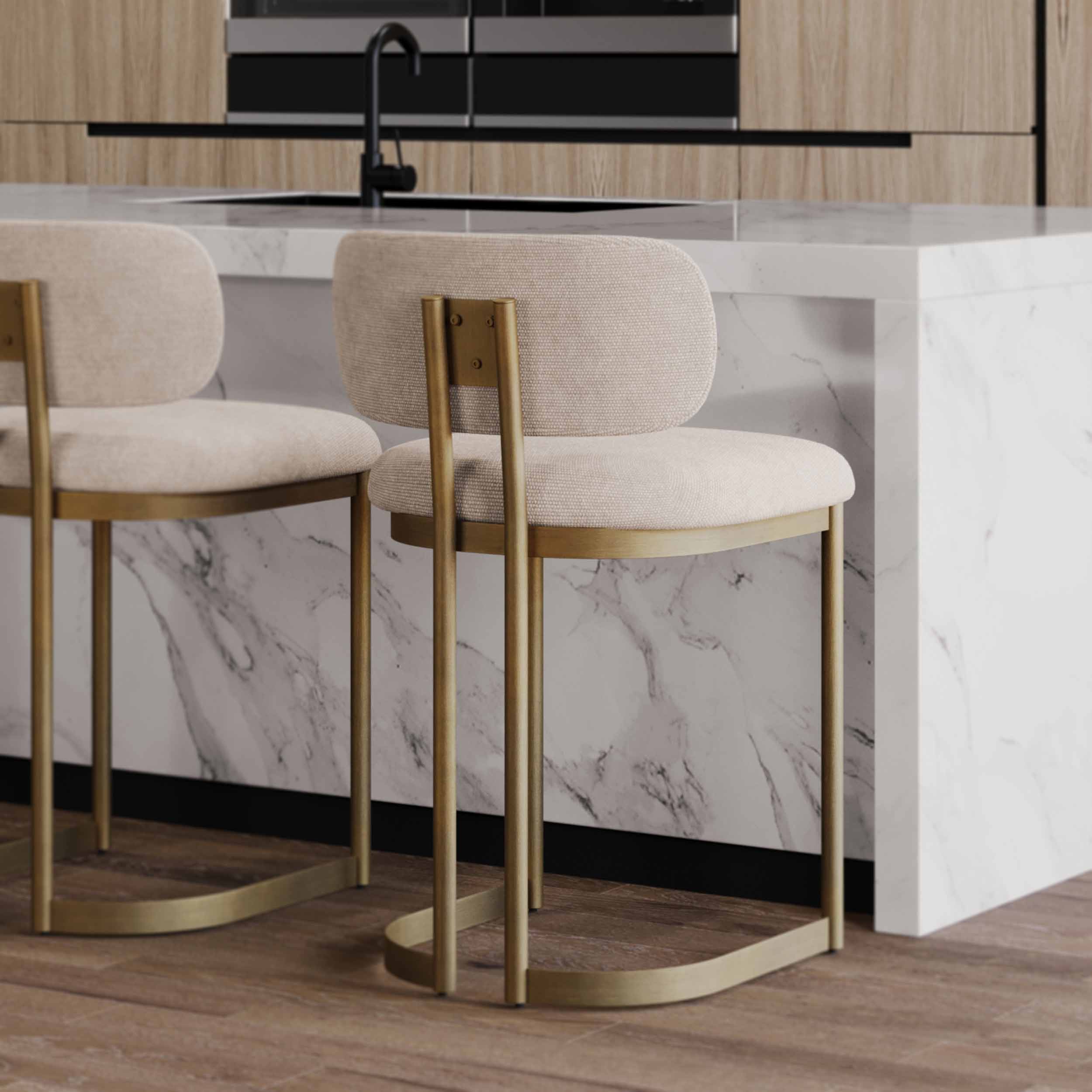 Shay Bar & Counter Stool, Antique Brass, Set of 2 - Image 7