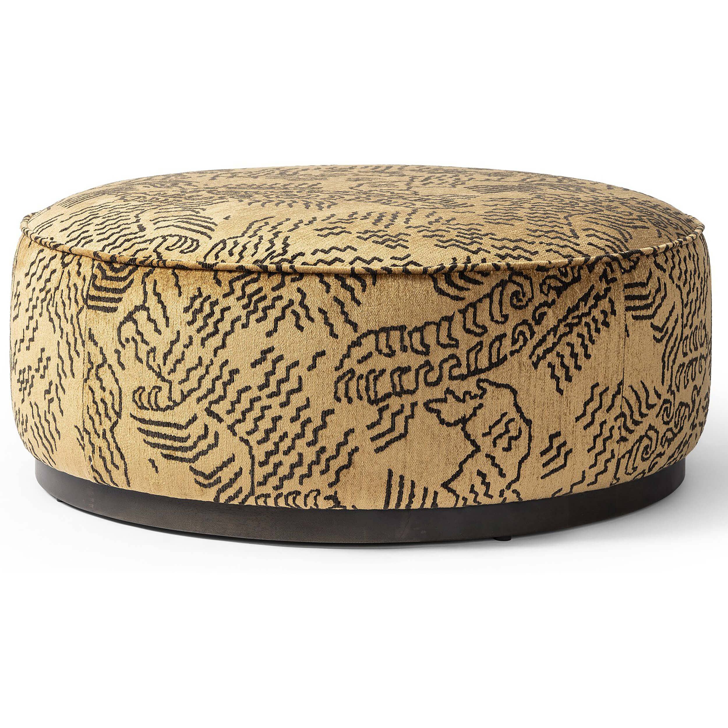 Sinclair Large Round Ottoman, Balkan Ochre by Four Hands