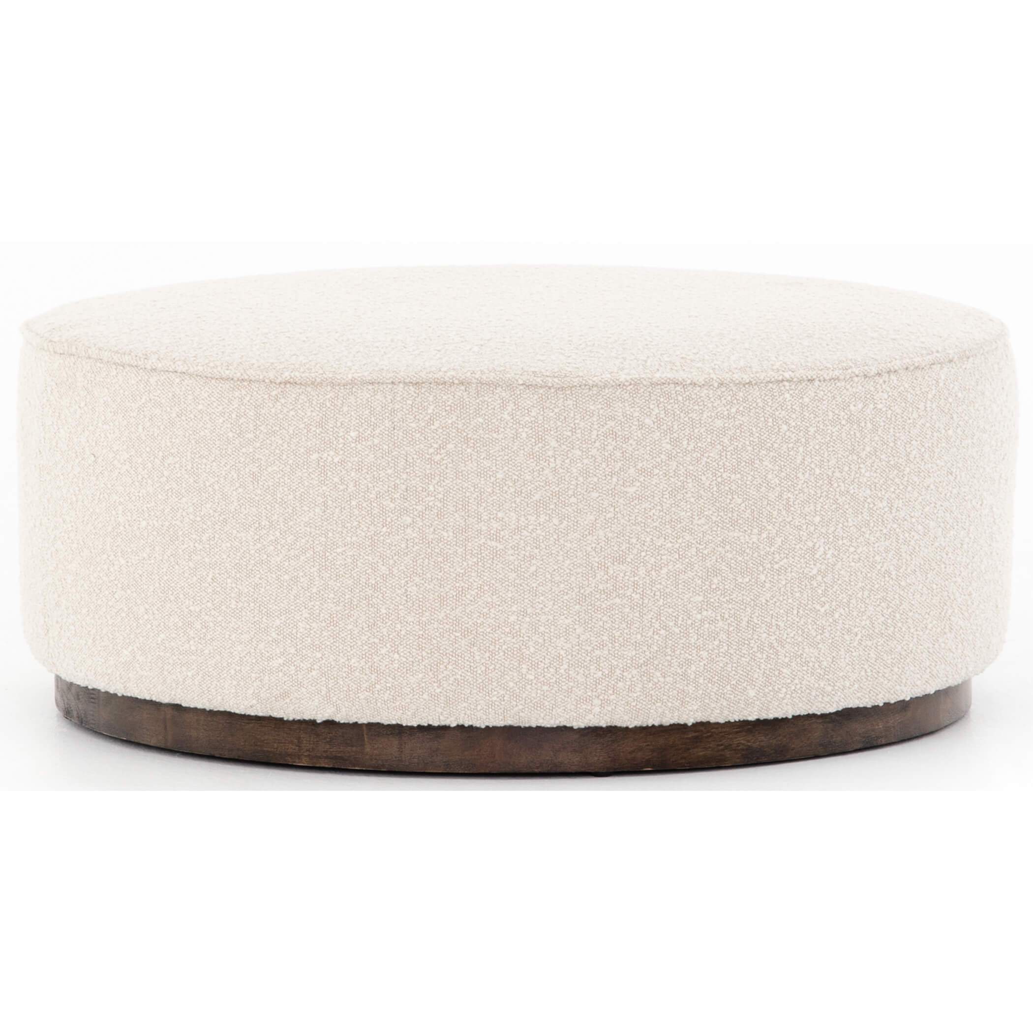 Sinclair Large Round Ottoman, Knoll Natural by Four Hands