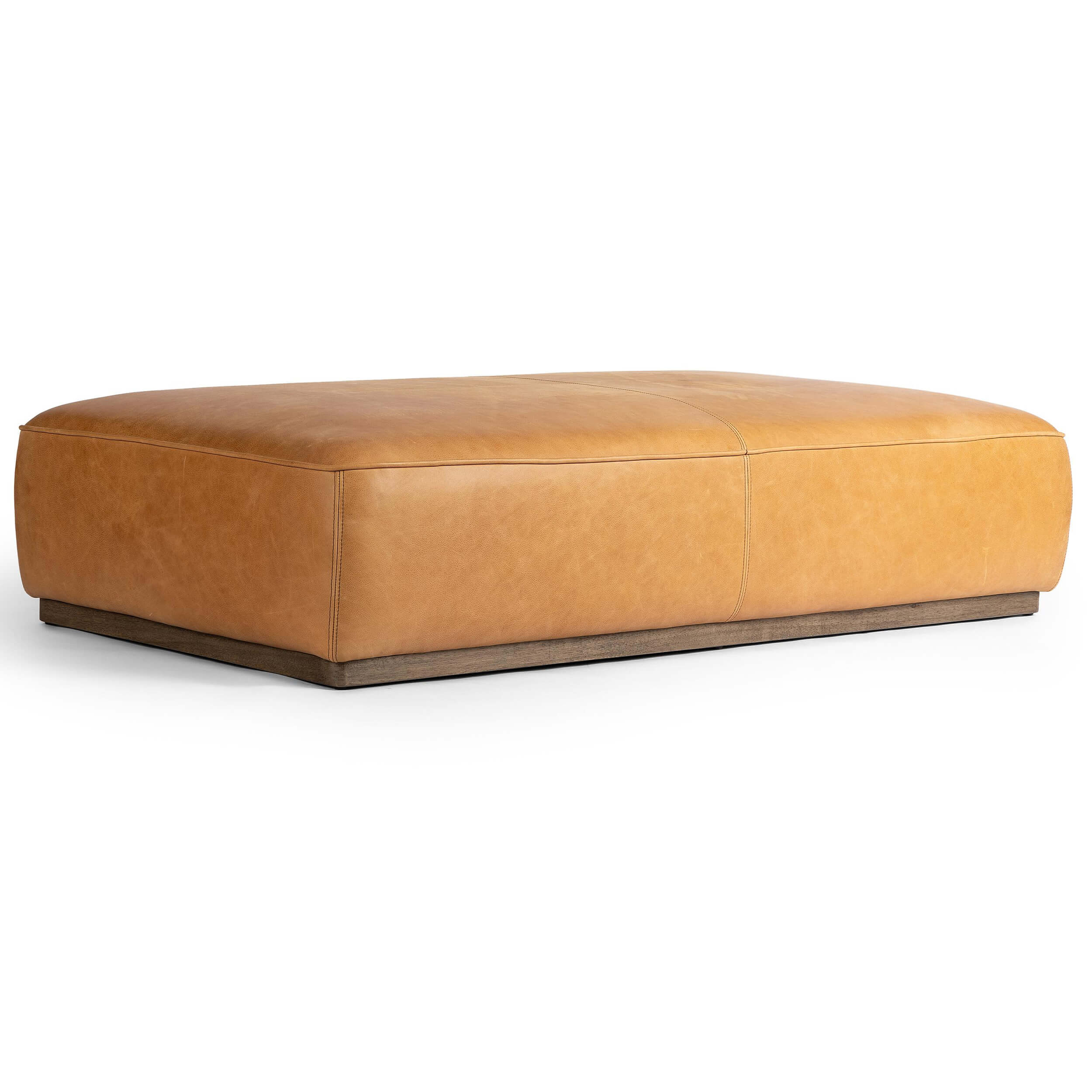 Sinclair Leather Cocktail Ottoman, Palermo Butterscotch by Four Hands