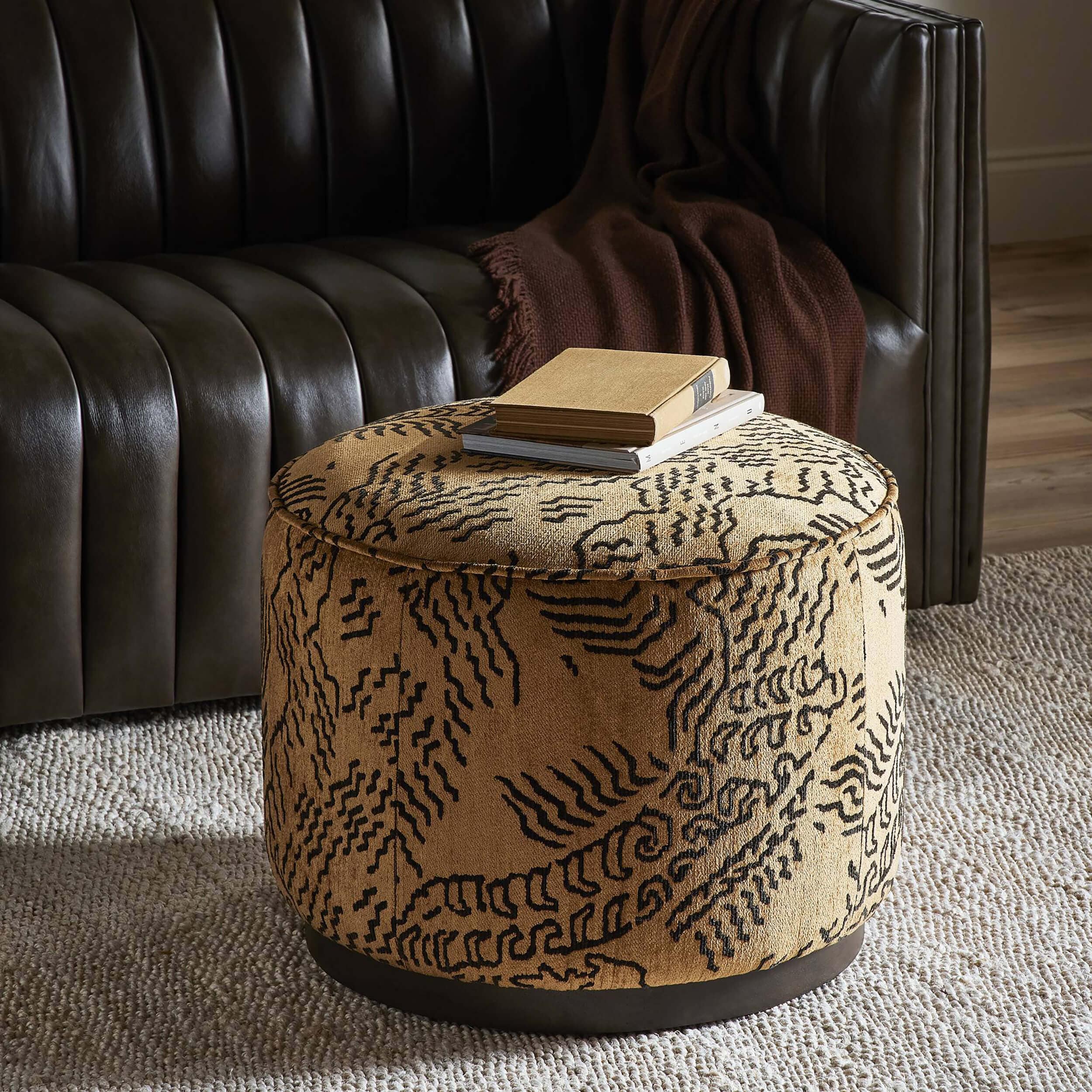 Sinclair Round Ottoman, Balkan Ochre by Four Hands - Image 4