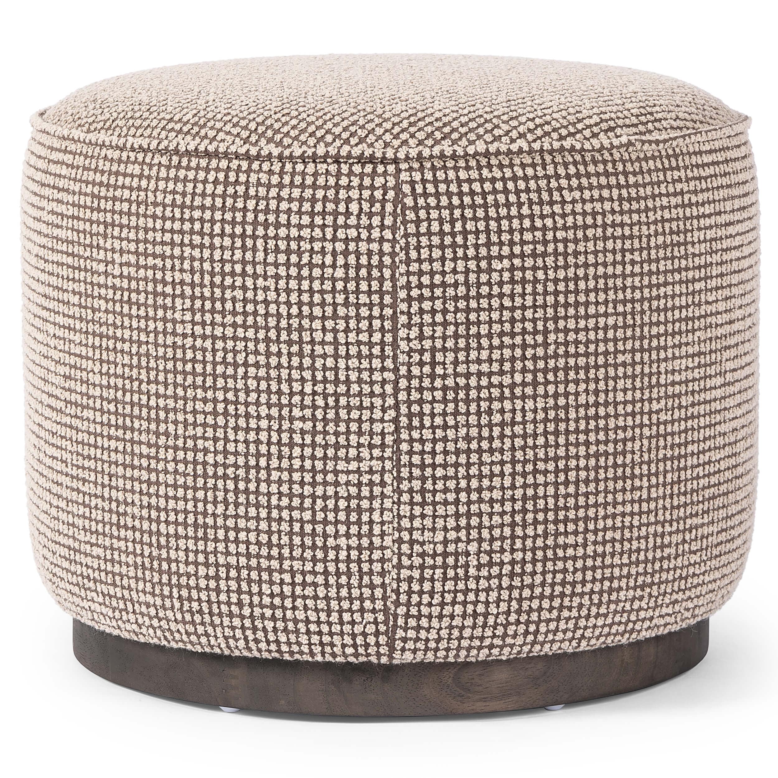 Sinclair Round Ottoman, Barrow Taupe by Four Hands - Image 2