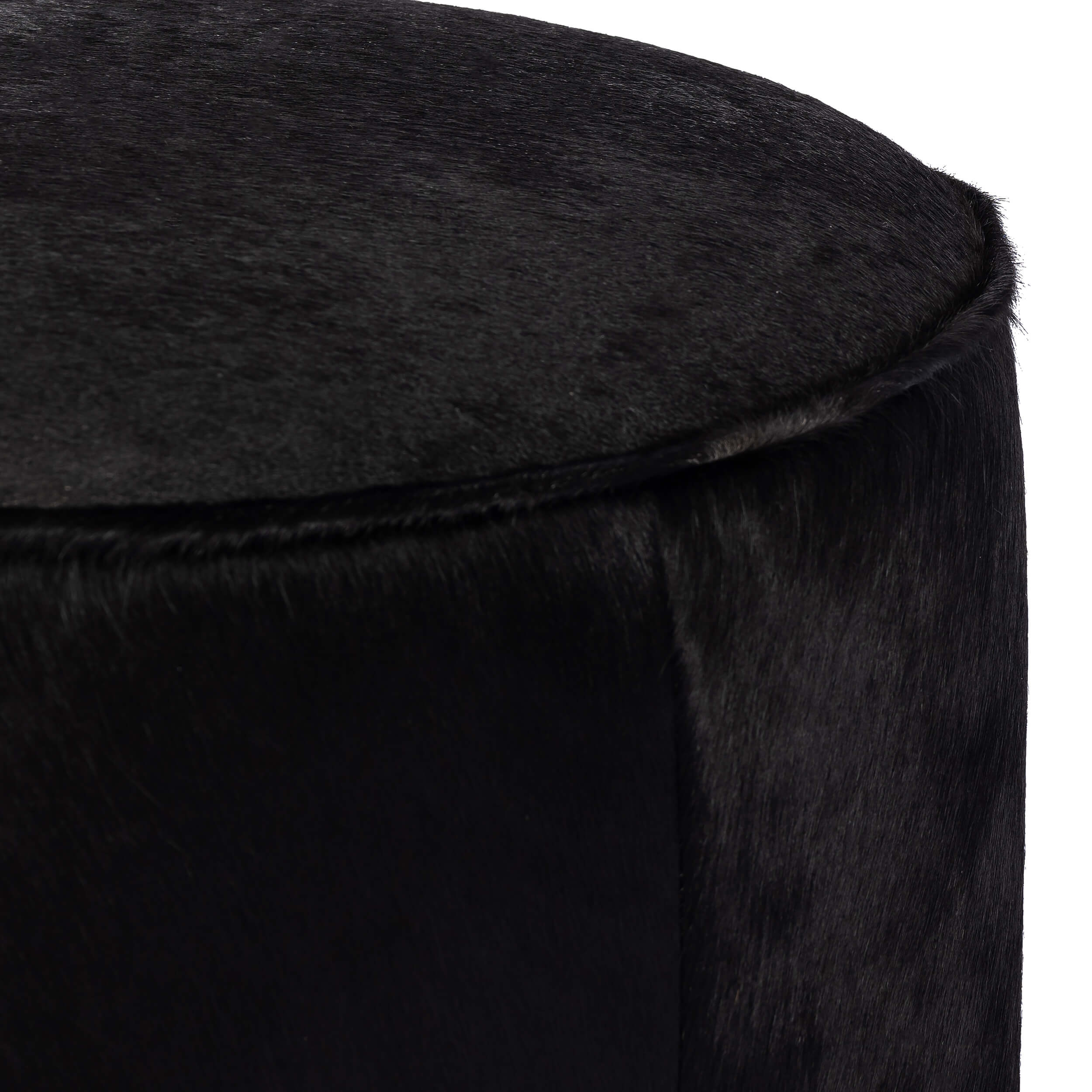 Sinclair Round Ottoman, Dark Hair On Hide - Image 3