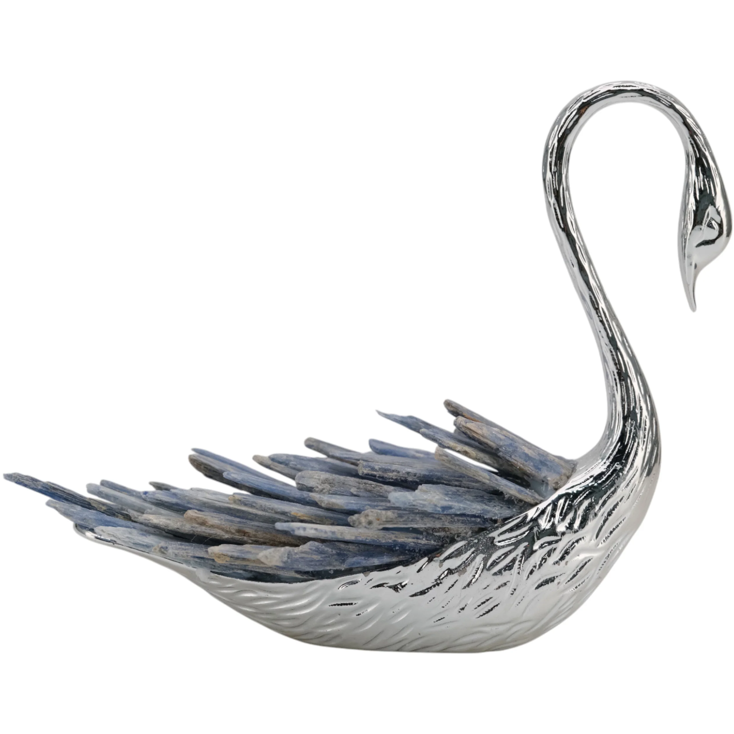Sitting Swan with Curved Neck, Stone/Silver - Image 3