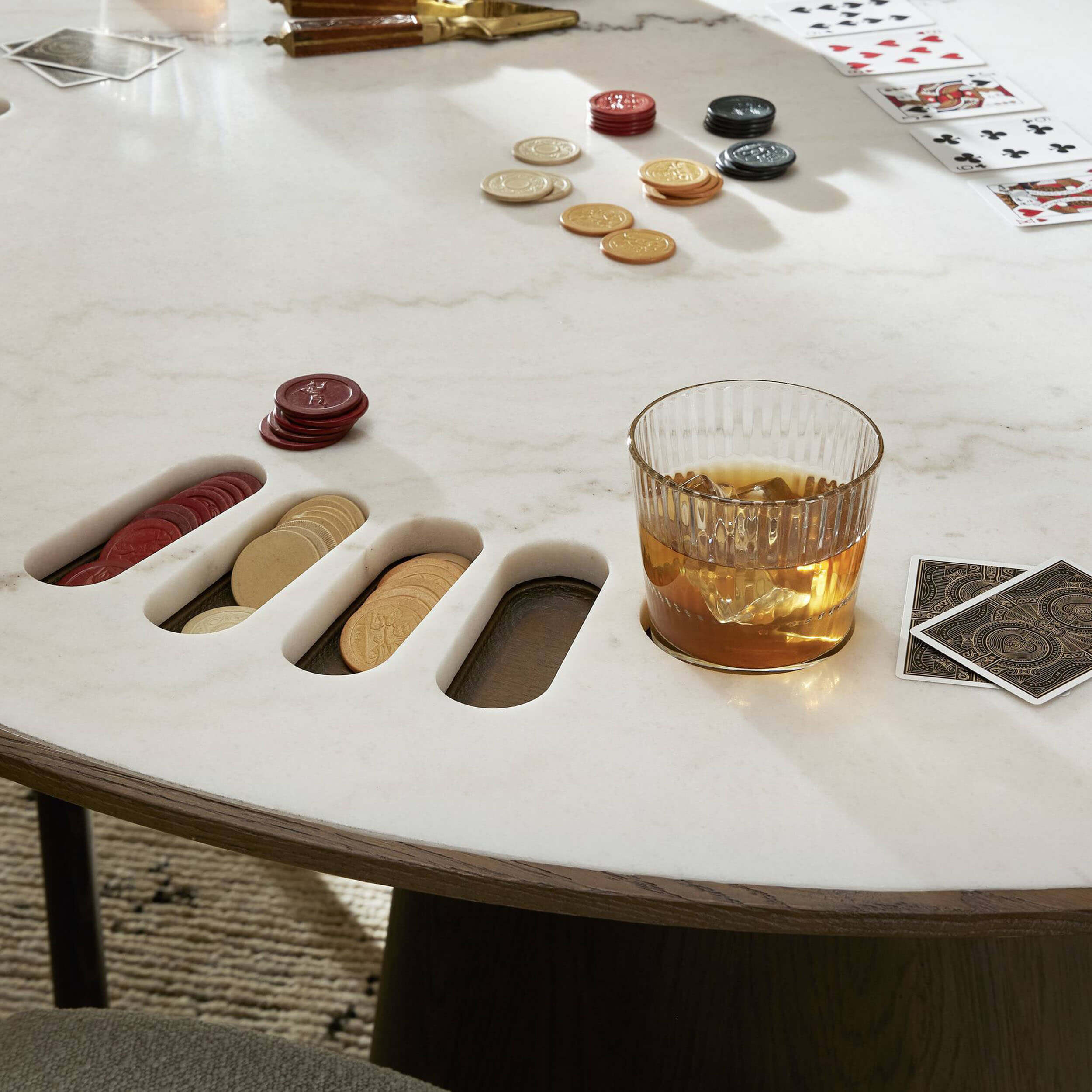Skye Poker Table, White Marble - Image 6