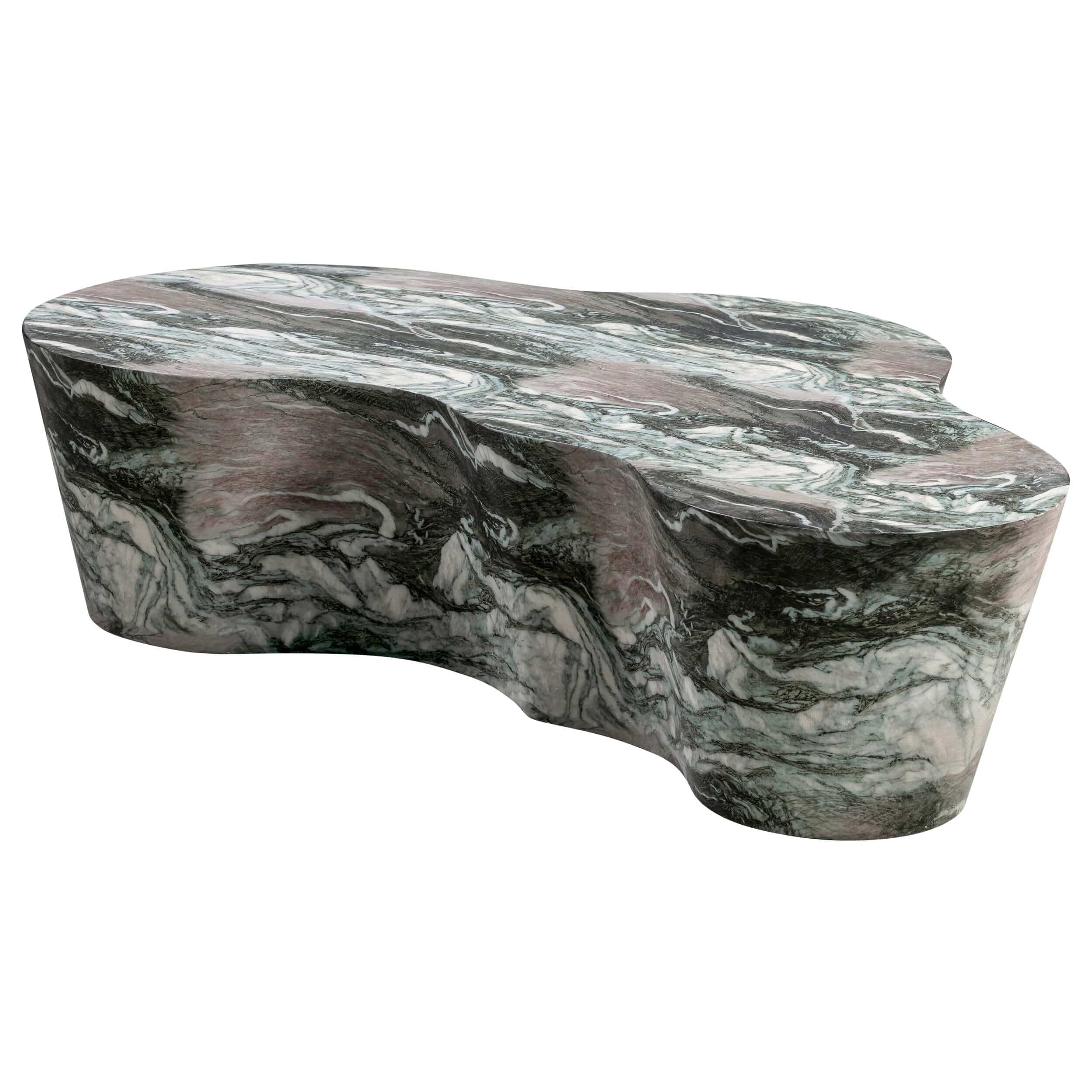 Slab Coffee Table, Faux Grey/Blush Marble - Image 2