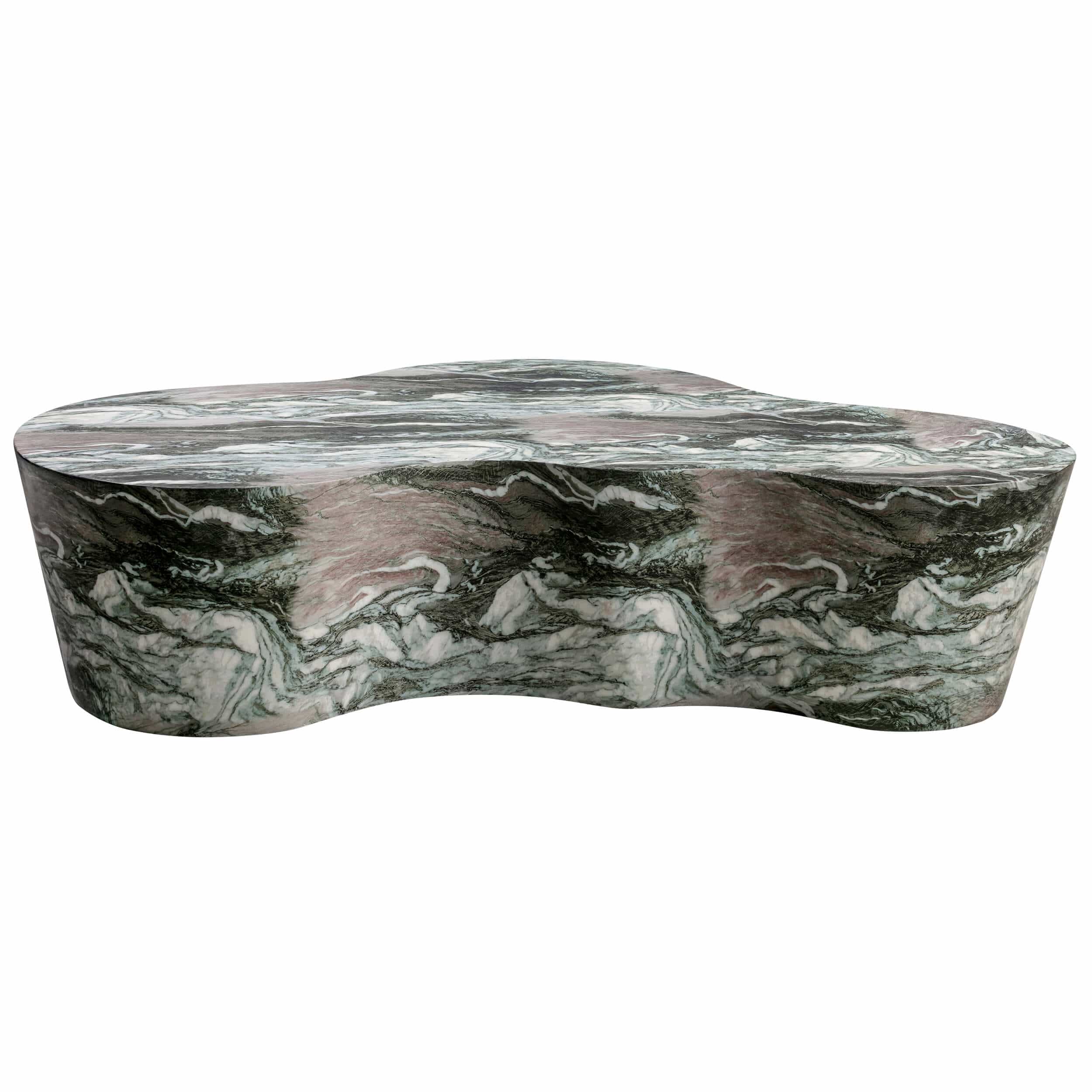 Slab Coffee Table, Faux Grey/Blush Marble - Image 3