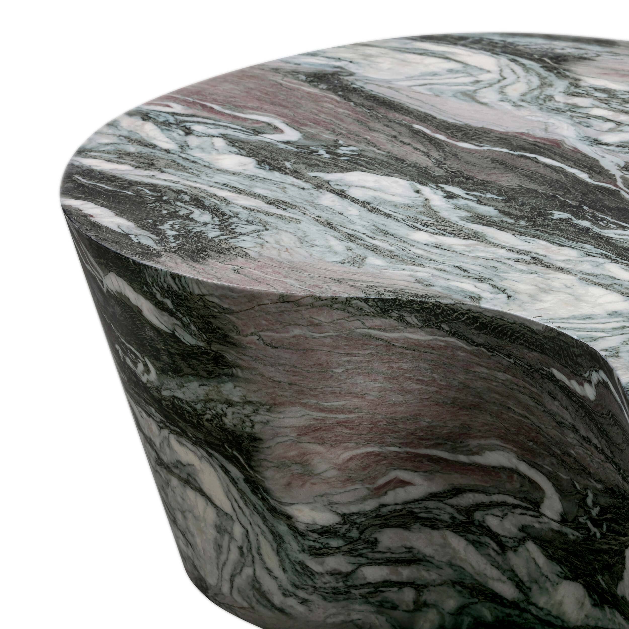 Slab Coffee Table, Faux Grey/Blush Marble - Image 5