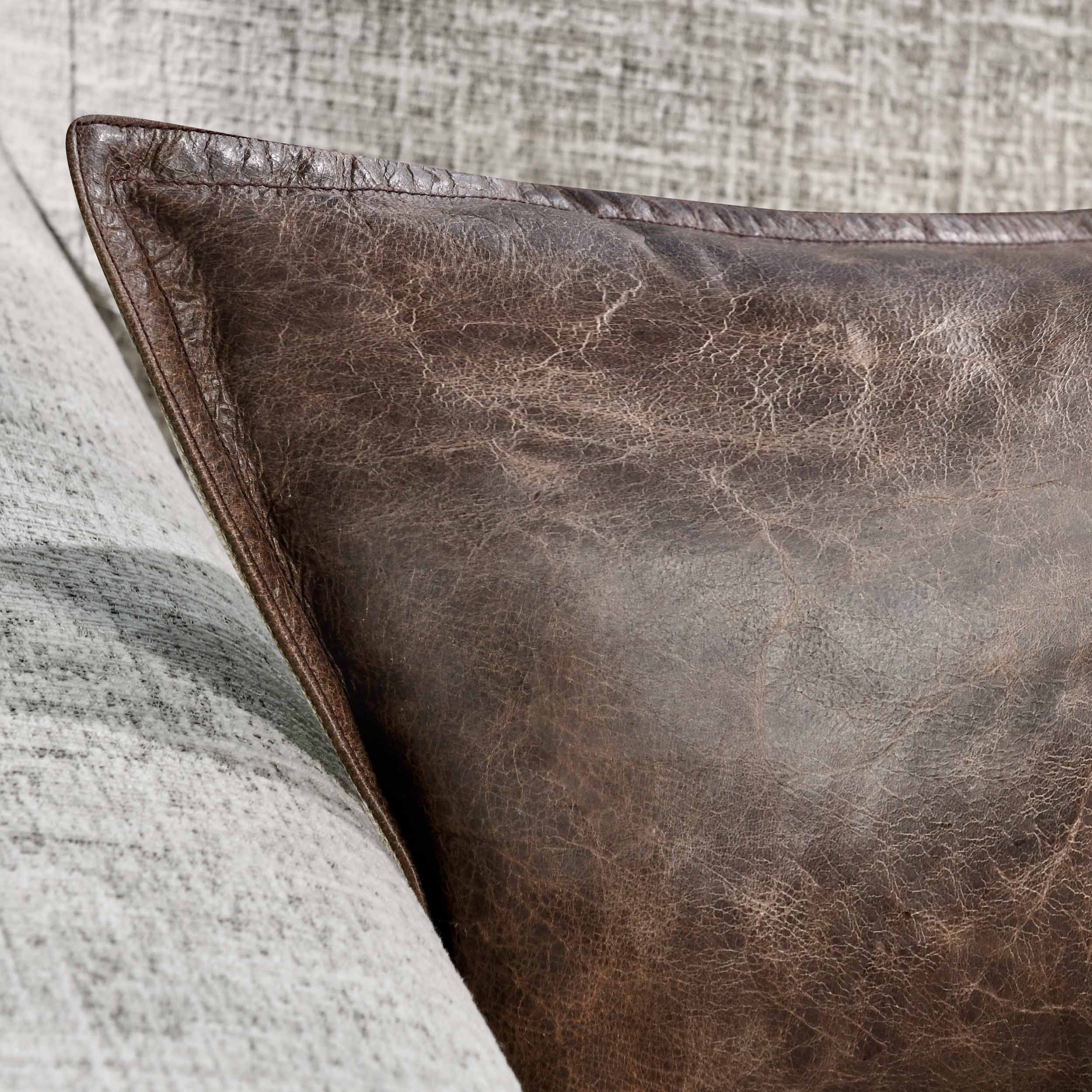 SLD Leather Lumbar Pillow, Parsons Cocoa - Image 3