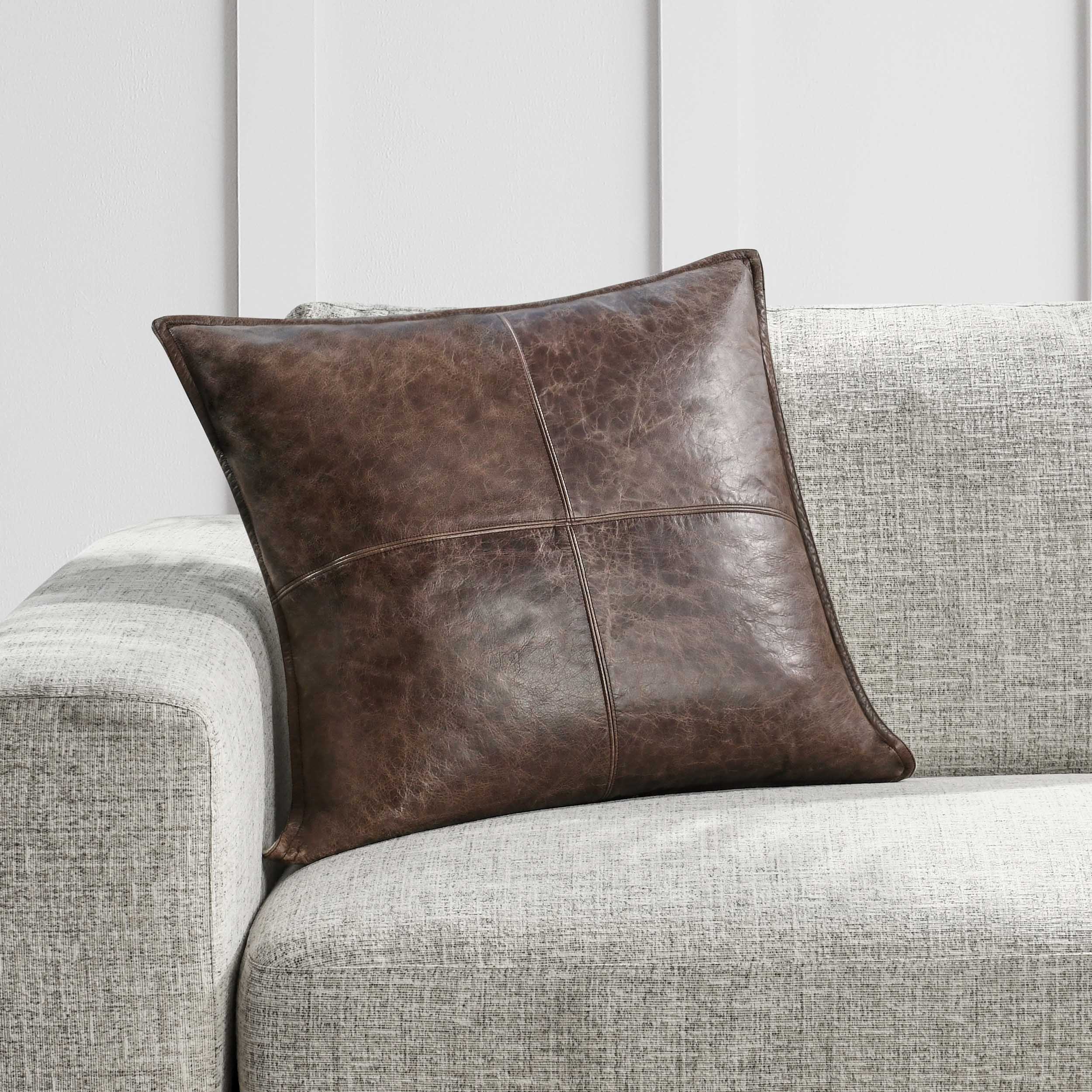 SLD Leather Pillow, Parsons Cocoa - Image 10