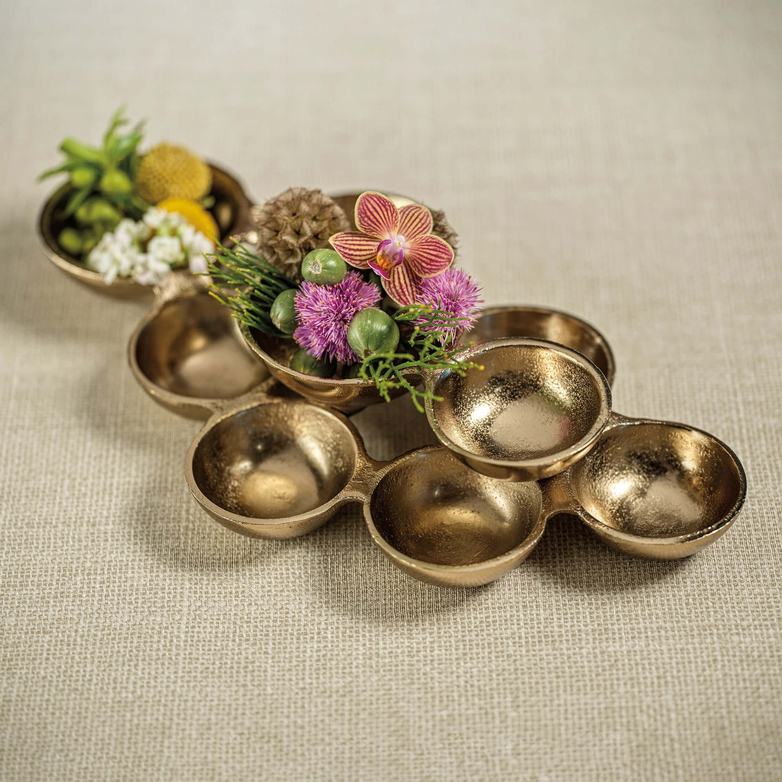 Small Cluster of 9 Serving Bowls, Dark Gold - Image 2
