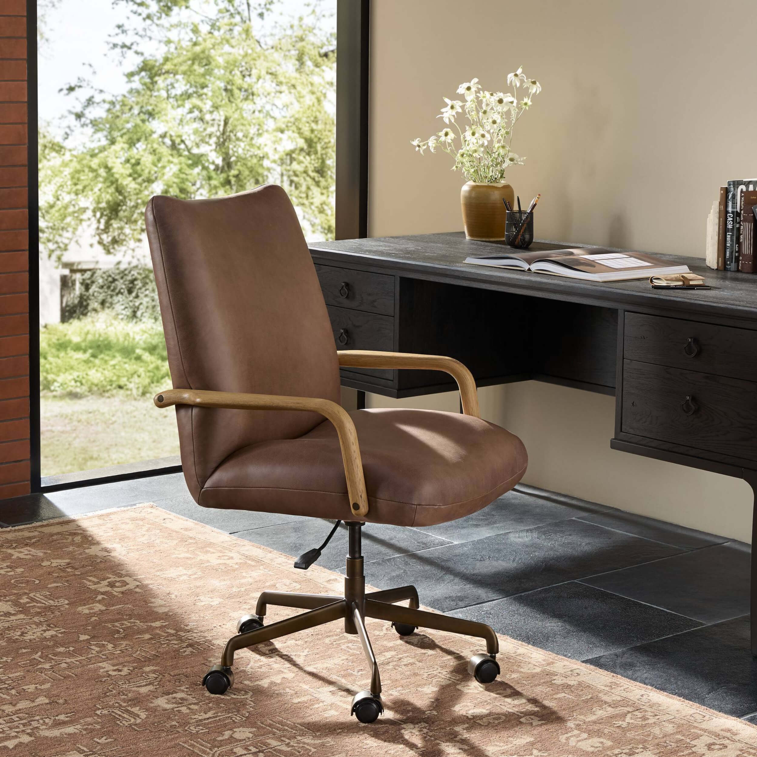 Smith Leather Desk Chair, Palermo Cigar by Four Hands - Image 6