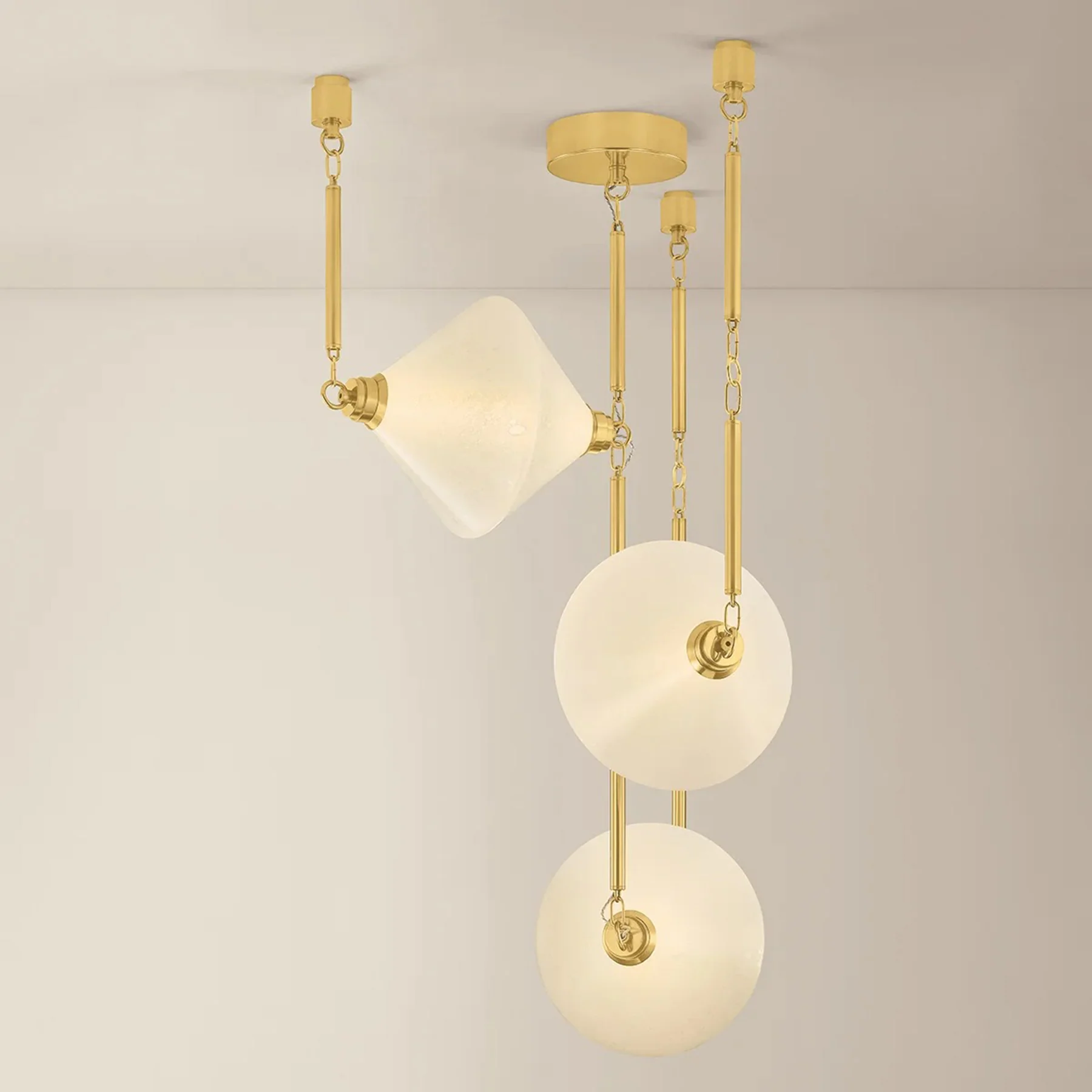 Solara 3 Light Chandelier, Vintage Polished Brass - Image 2