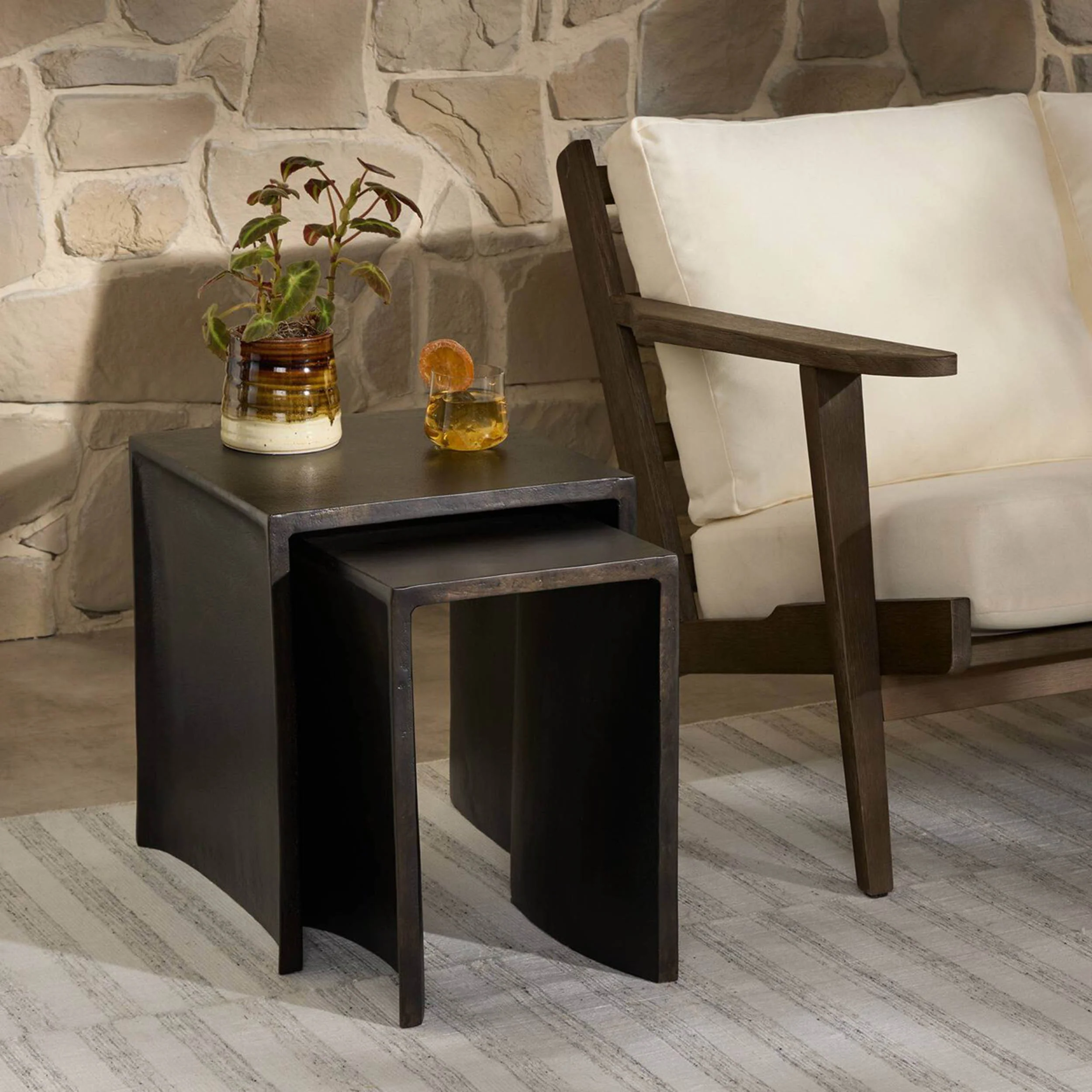 Sonya Outdoor End Table, Distressed Bronze by Four hands - Image 5