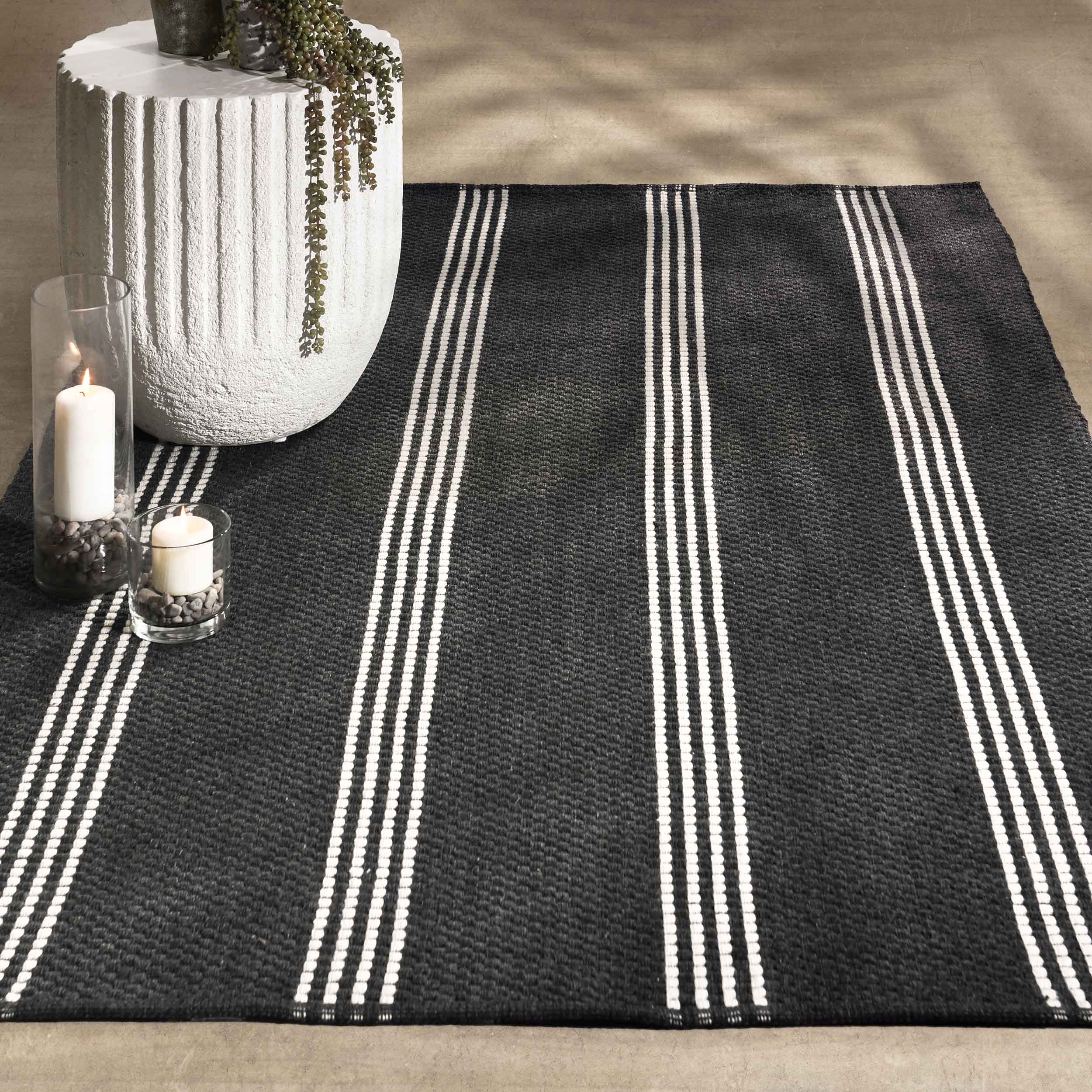 Sorrento Stripe Rug, Charcoal/Ivory - Image 6