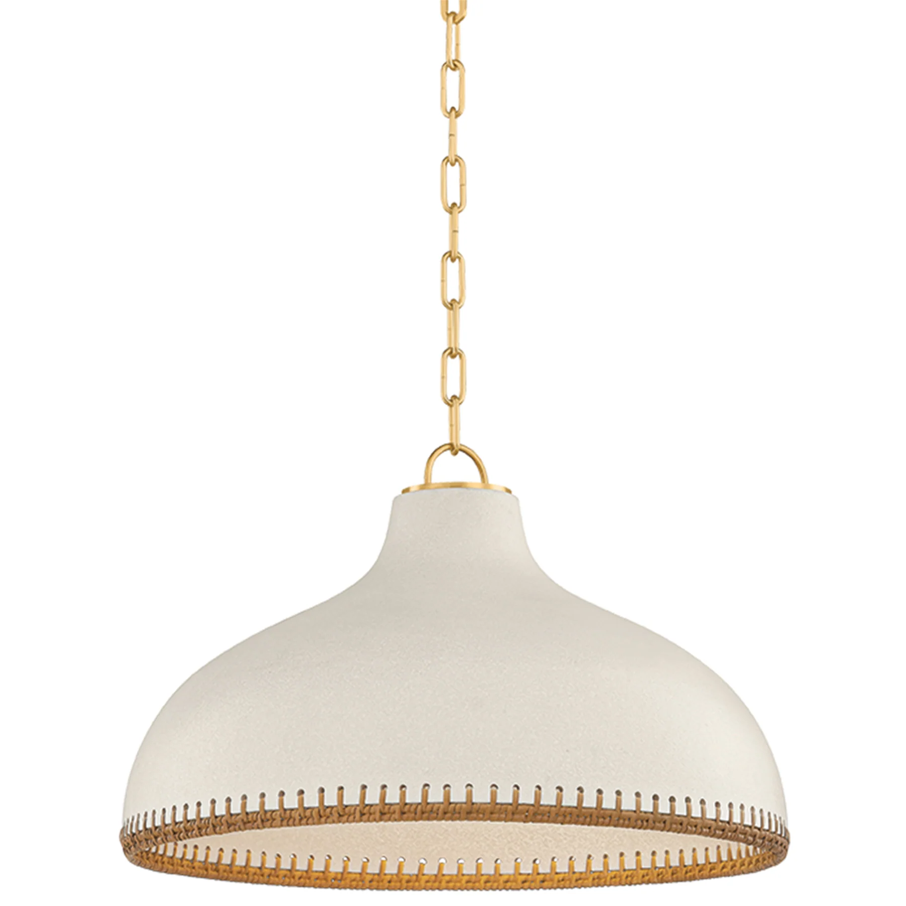 Southfields Pendant, Aged Brass/Ceramic Cream Pebble - Image 3