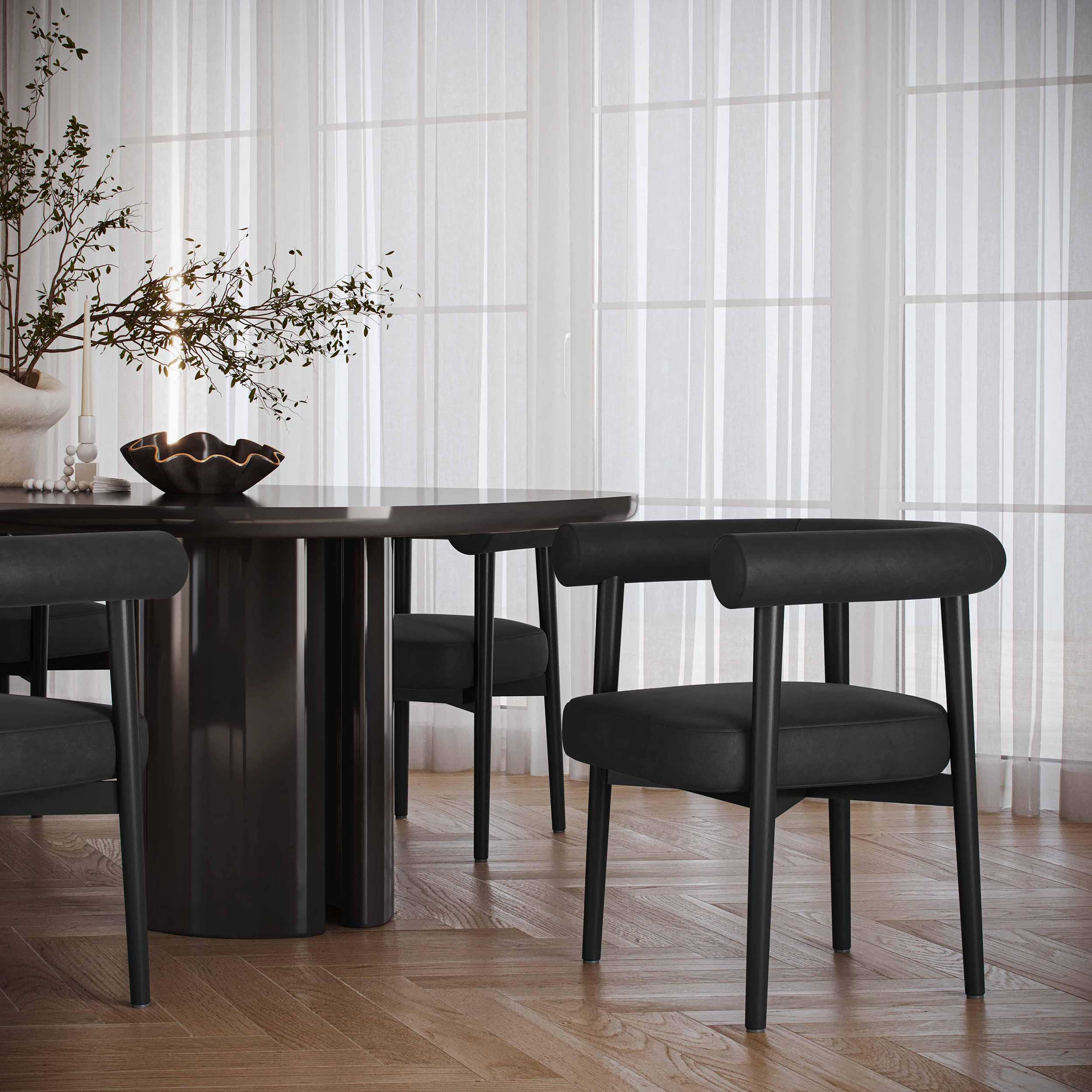 Spara Vegan Leather Dining Chair, Black - Image 5