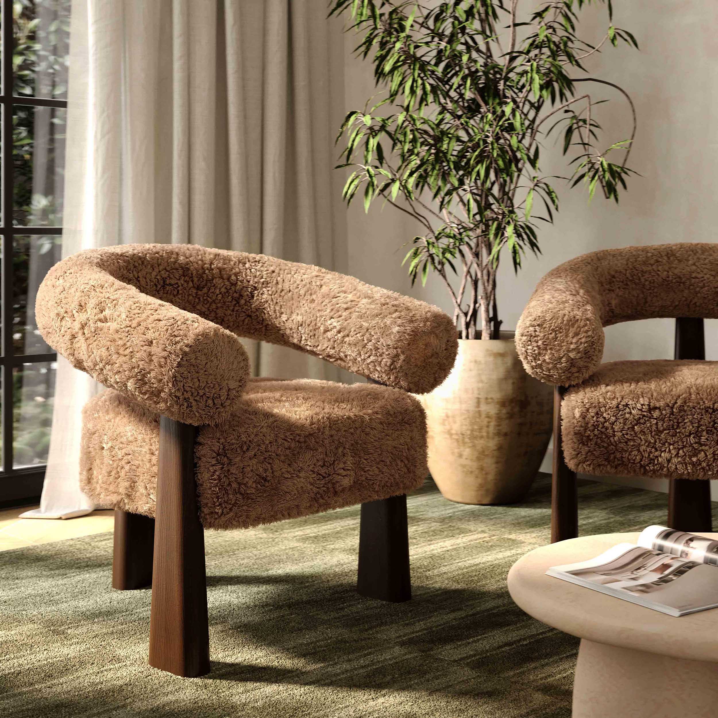 Spara Vegan Shearling Accent Chair, Taupe - Image 5