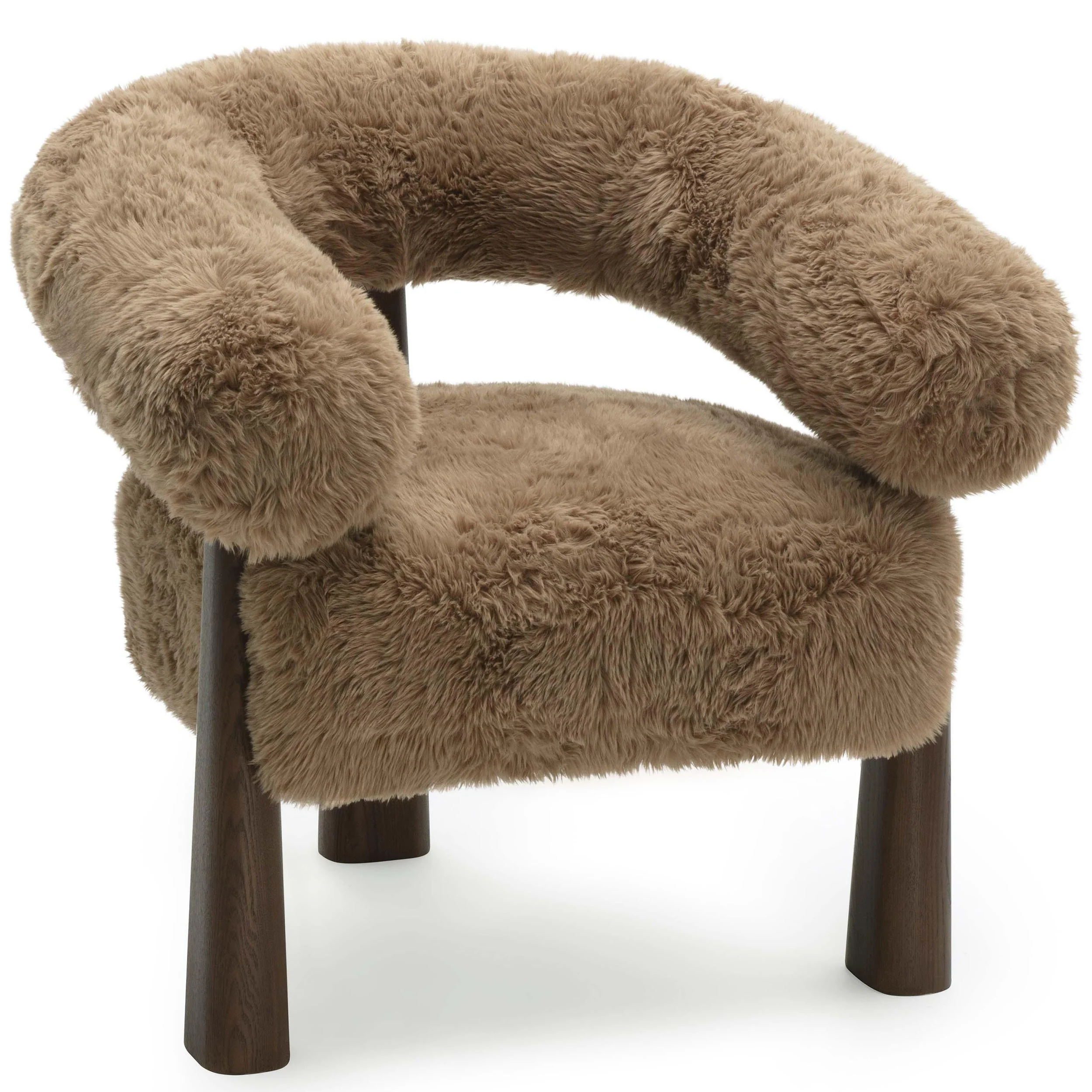 Spara Vegan Shearling Accent Chair, Taupe