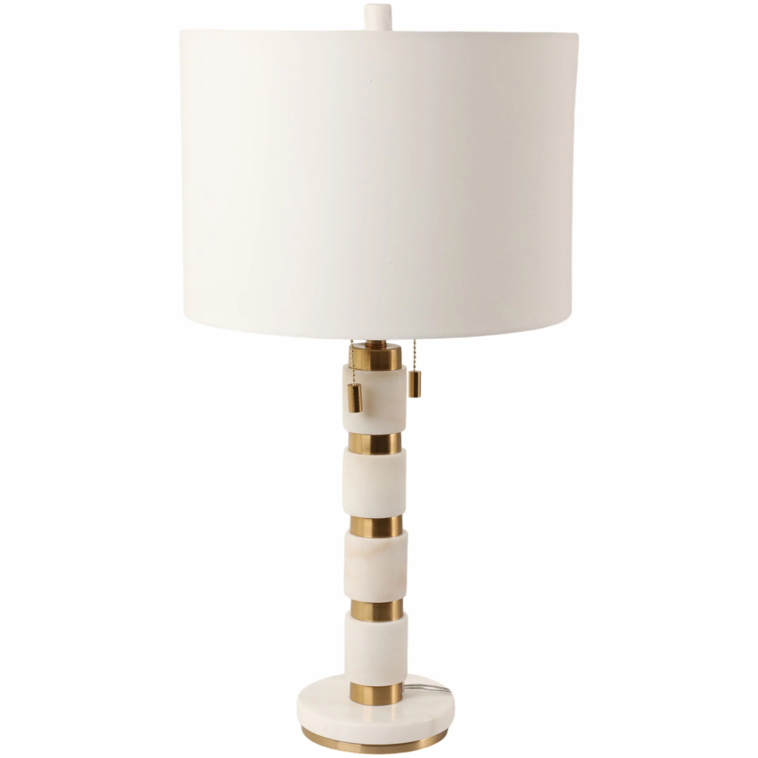 Stacked Marble Lamp, White/Gold - Image 2