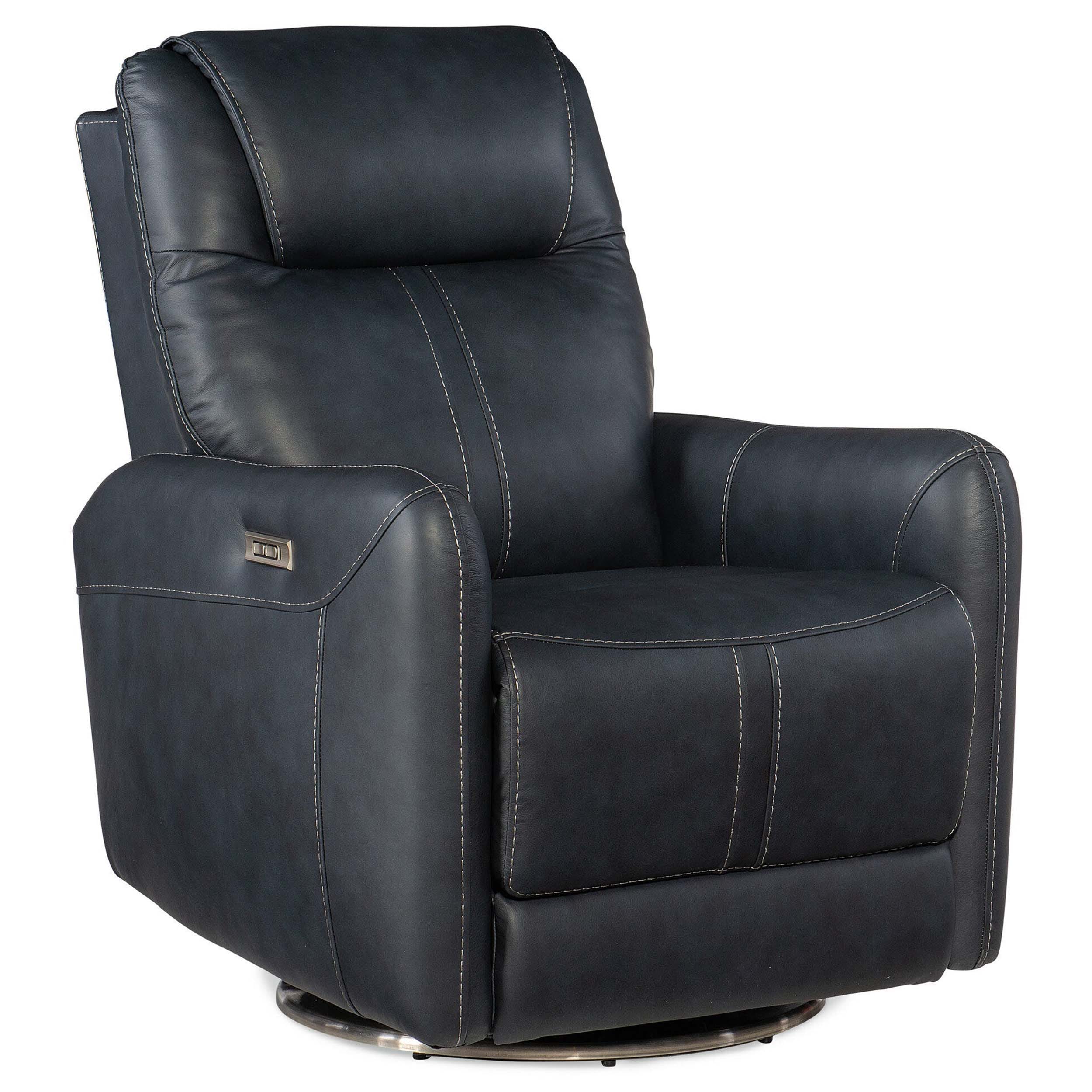 Steffen Leather Swivel Power Recliner, Aline Sea