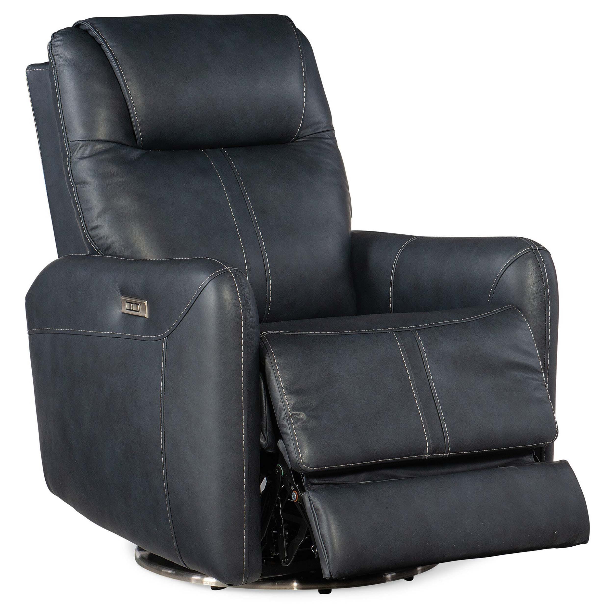Steffen Leather Swivel Power Recliner, Aline Sea - Image 4