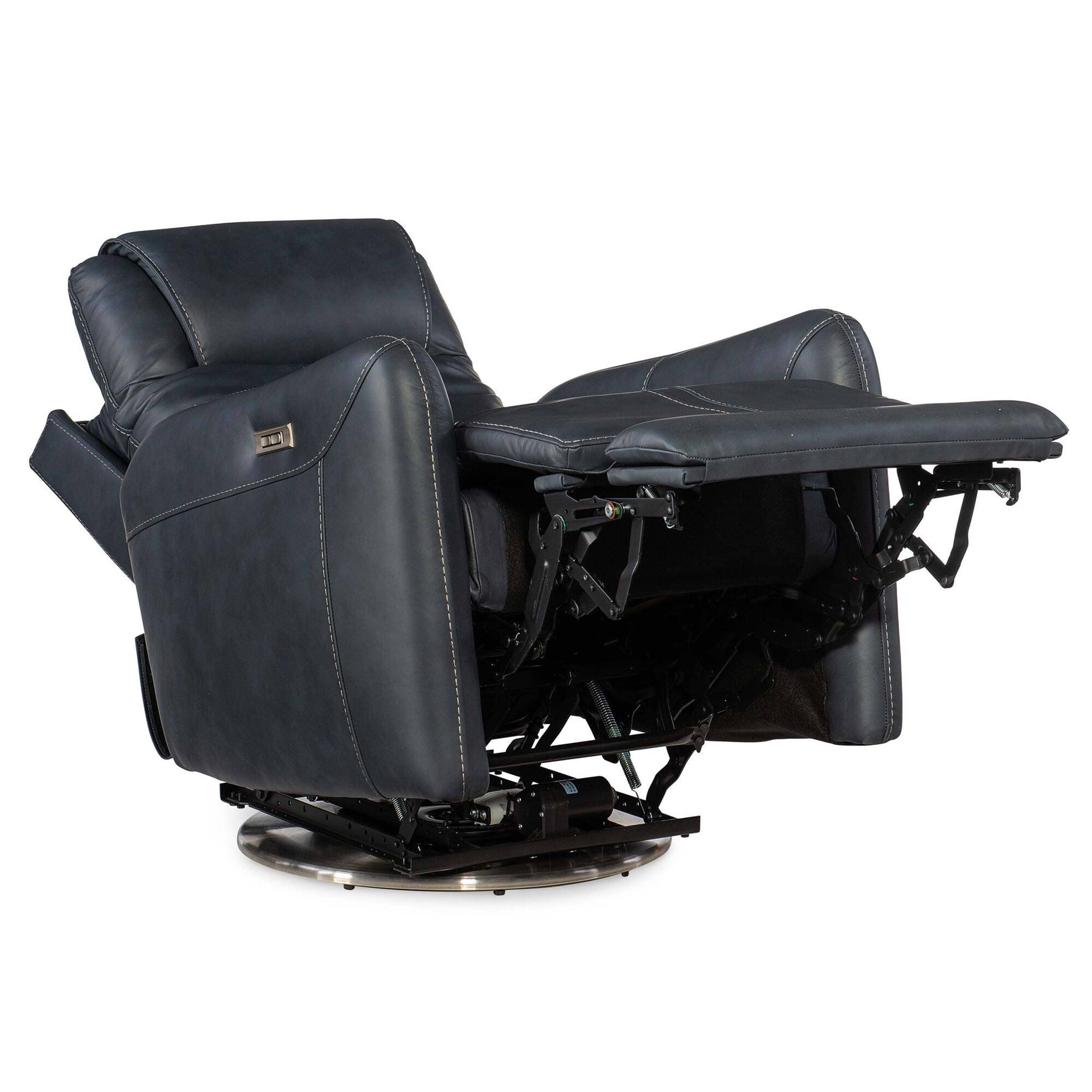 Steffen Leather Swivel Power Recliner, Aline Sea - Image 5