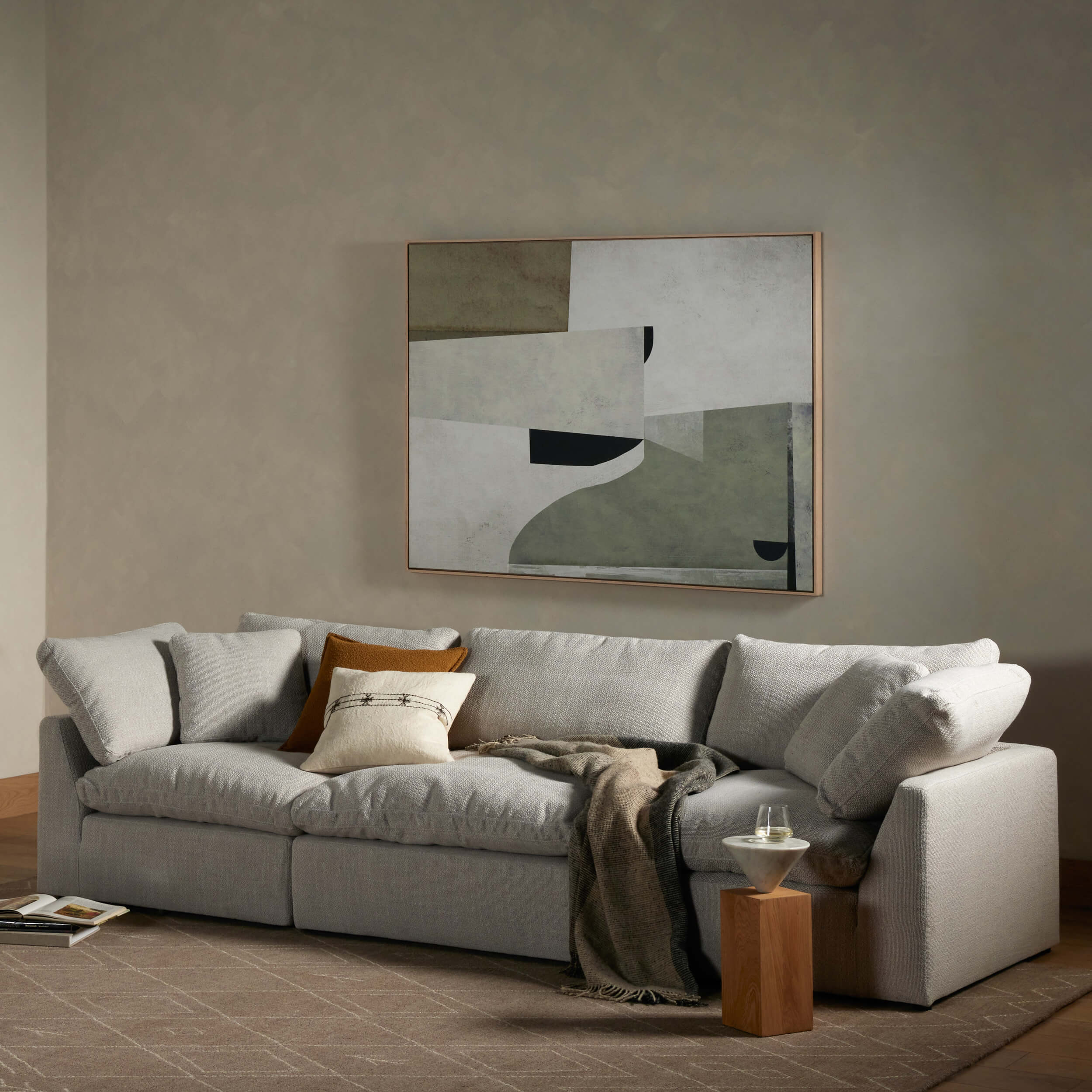Stevie 3 Piece Sectional, Gibson Wheat by Four Hands - Image 6