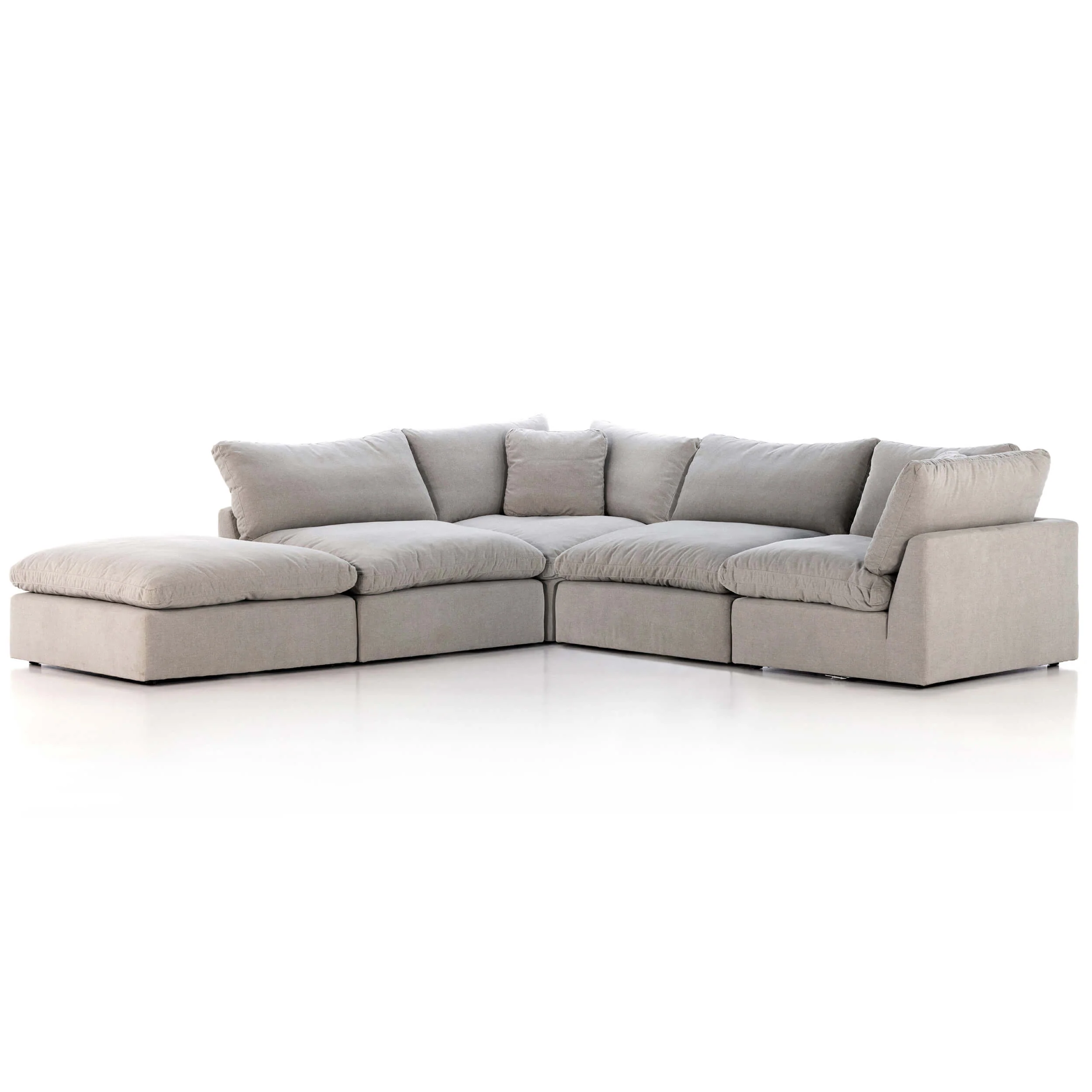 Stevie 4 Piece Sectional w/ Ottoman, Destin Flannel by Four Hands